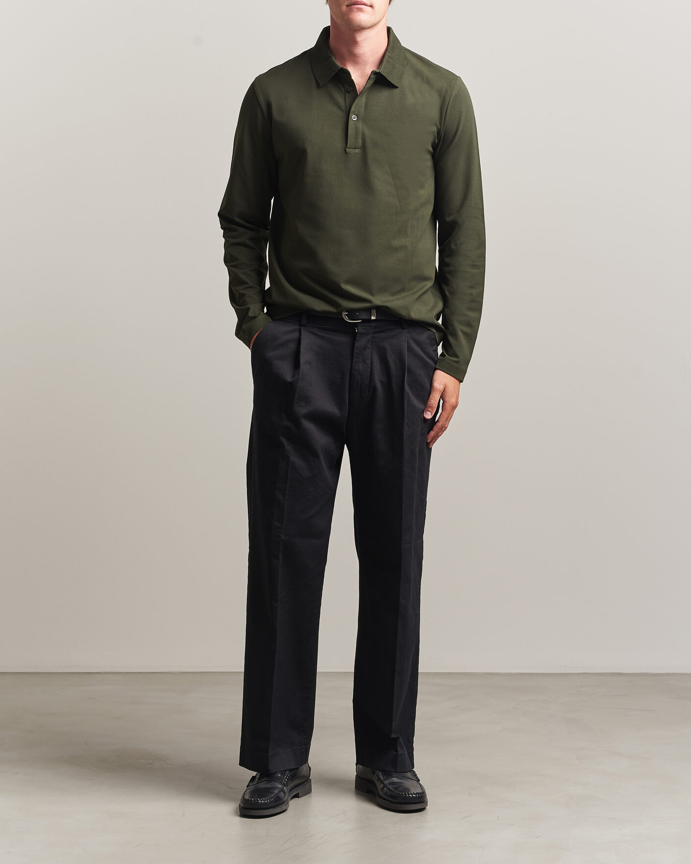 Uomini | Polo | Filippa K | Luke Lycra Polo Shirt Night Green
