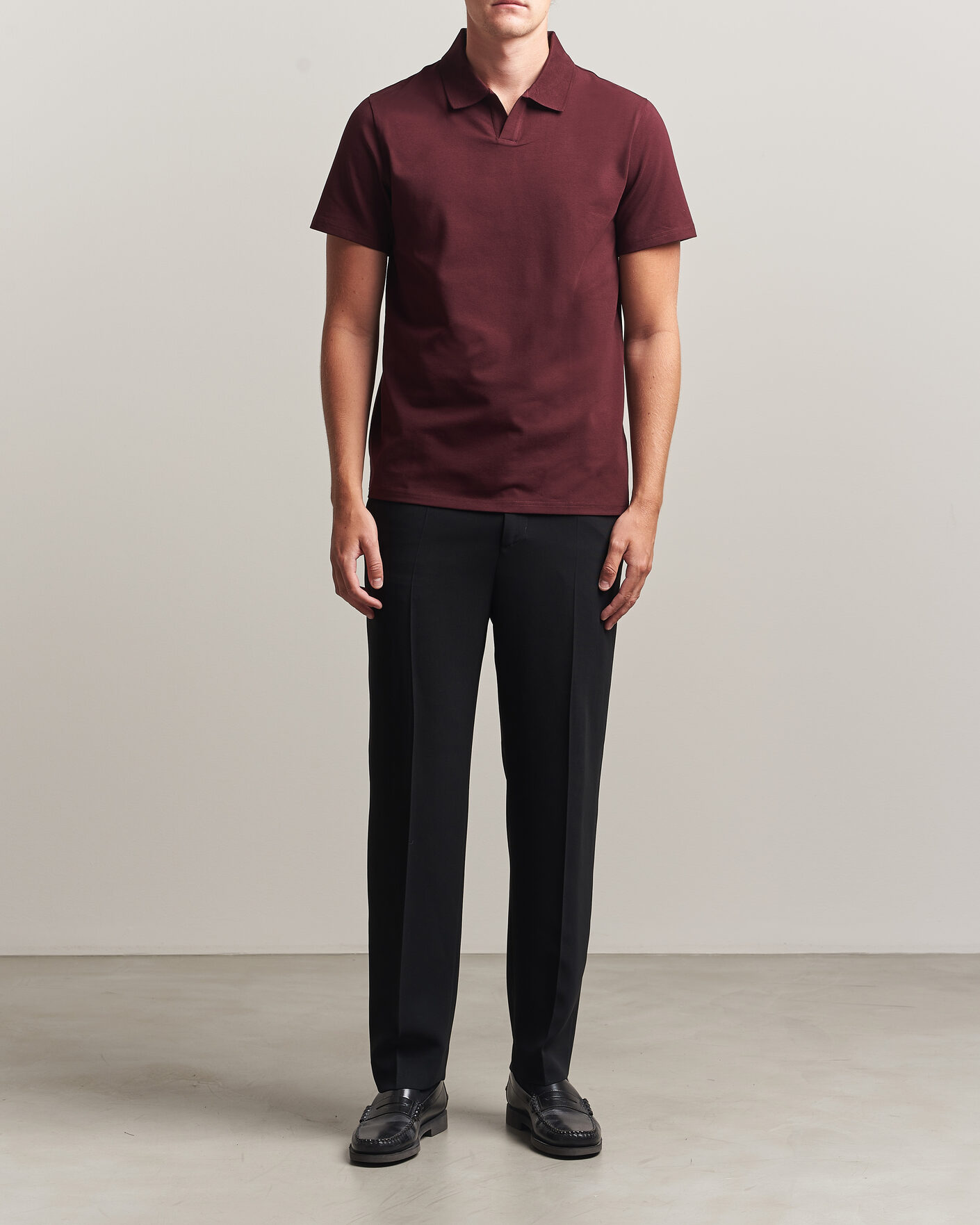Uomini | Polo | Filippa K | Soft Lycra Polo T-Shirt Dark Burgundy