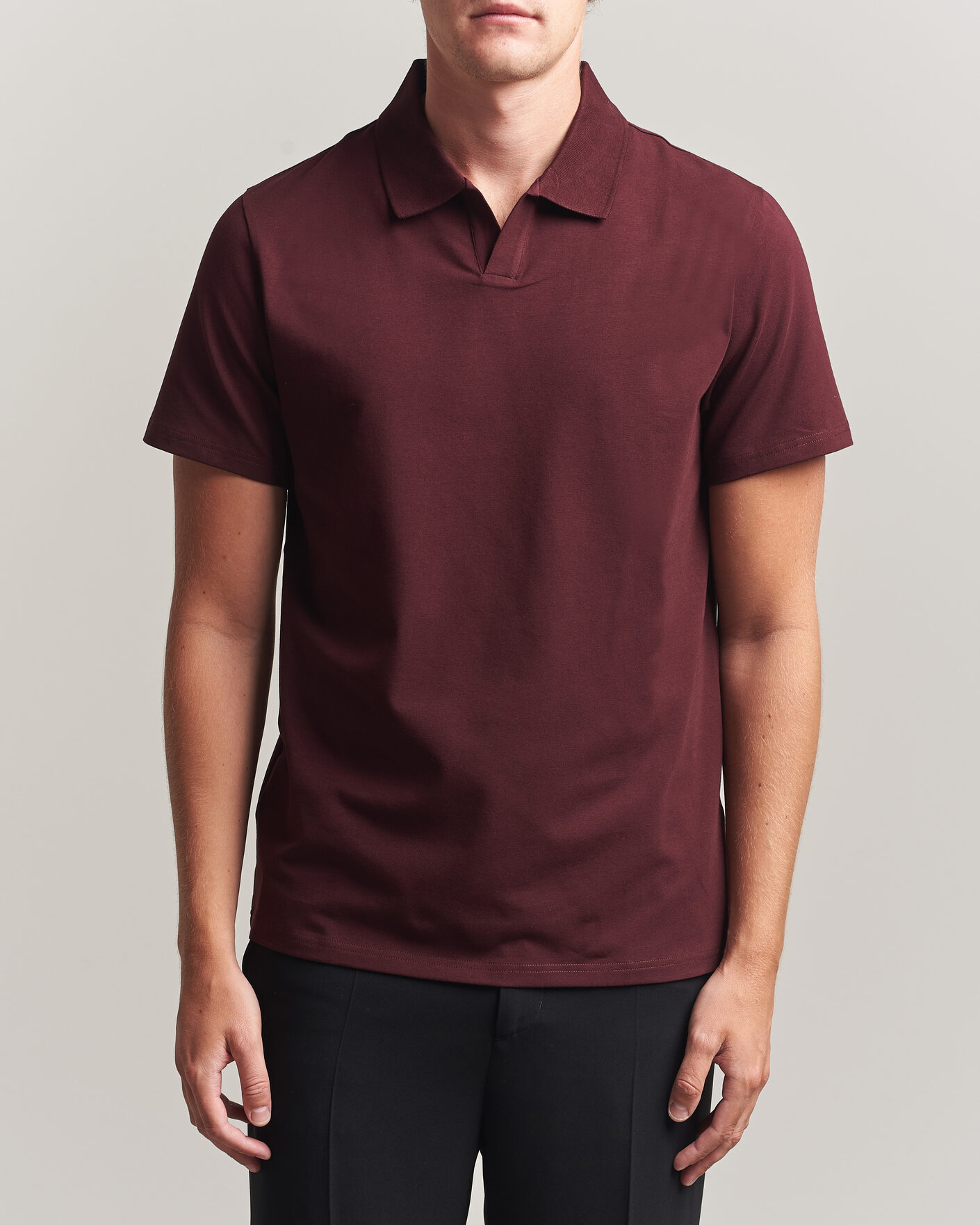 Uomini | Polo | Filippa K | Soft Lycra Polo T-Shirt Dark Burgundy