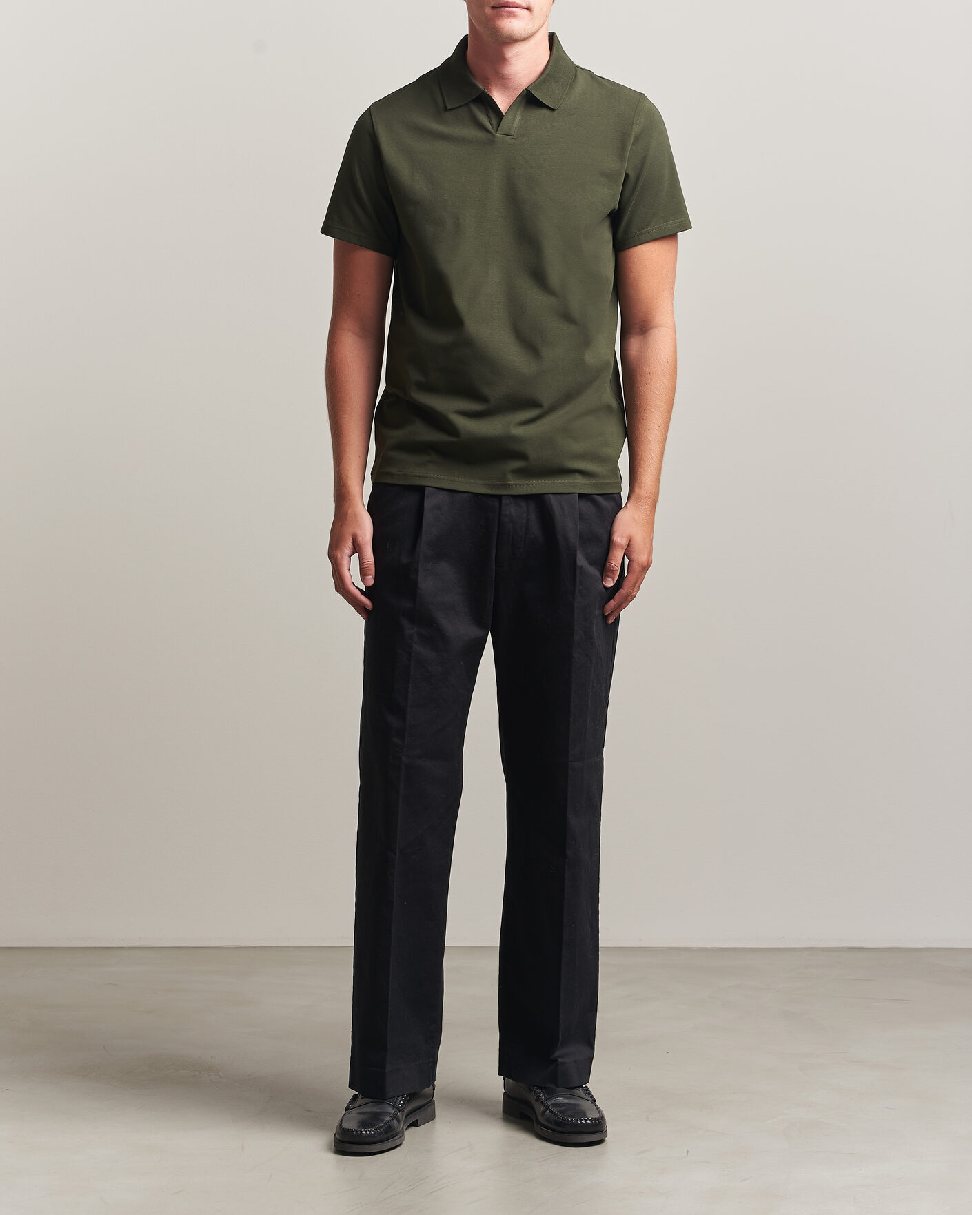 Uomini | Polo | Filippa K | Soft Lycra Polo T-Shirt Night Green