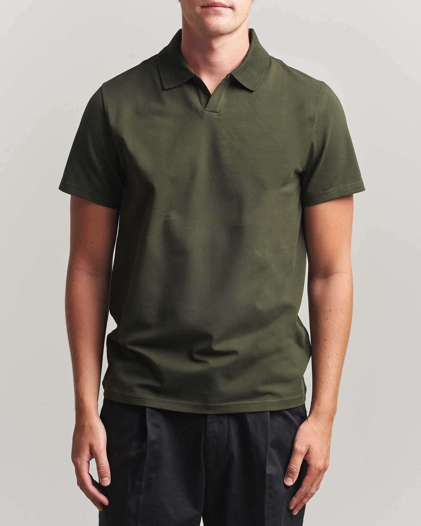 Uomini | Polo | Filippa K | Soft Lycra Polo T-Shirt Night Green