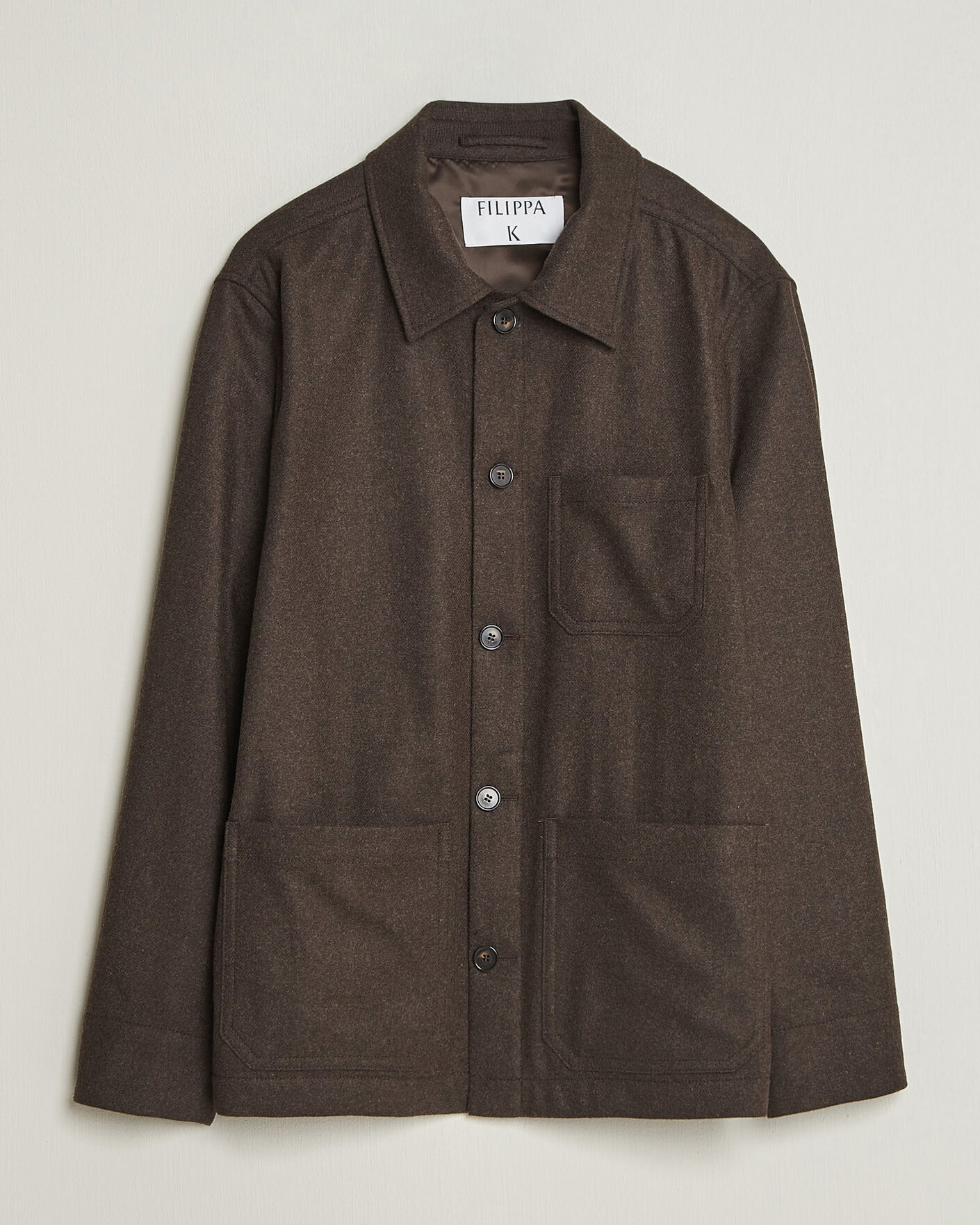 Uomini | Camicie | Filippa K | Taylor Flannel Overshirt Walnut Brown