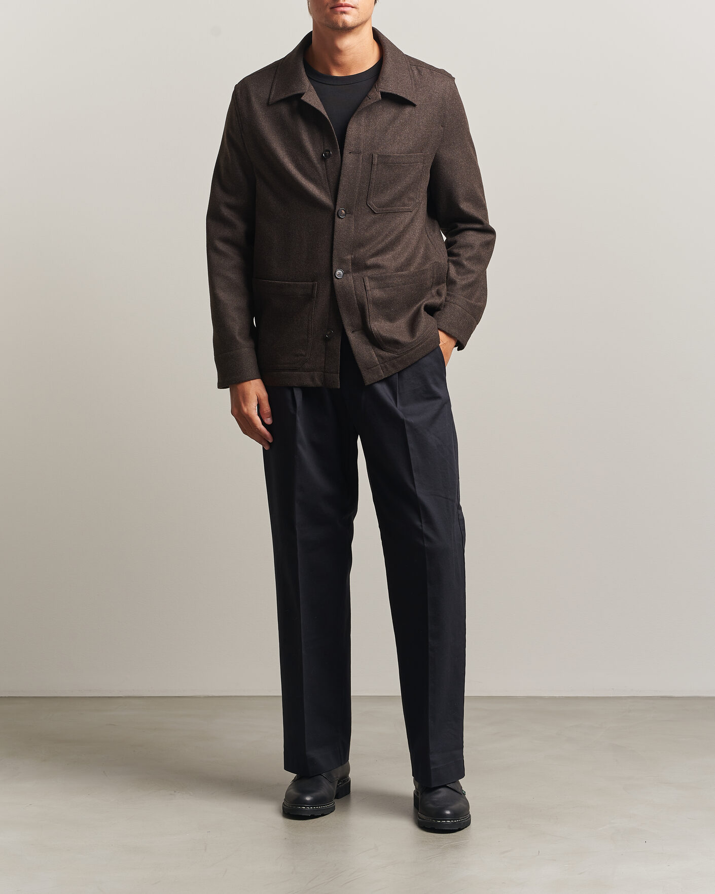 Uomini | Camicie | Filippa K | Taylor Flannel Overshirt Walnut Brown