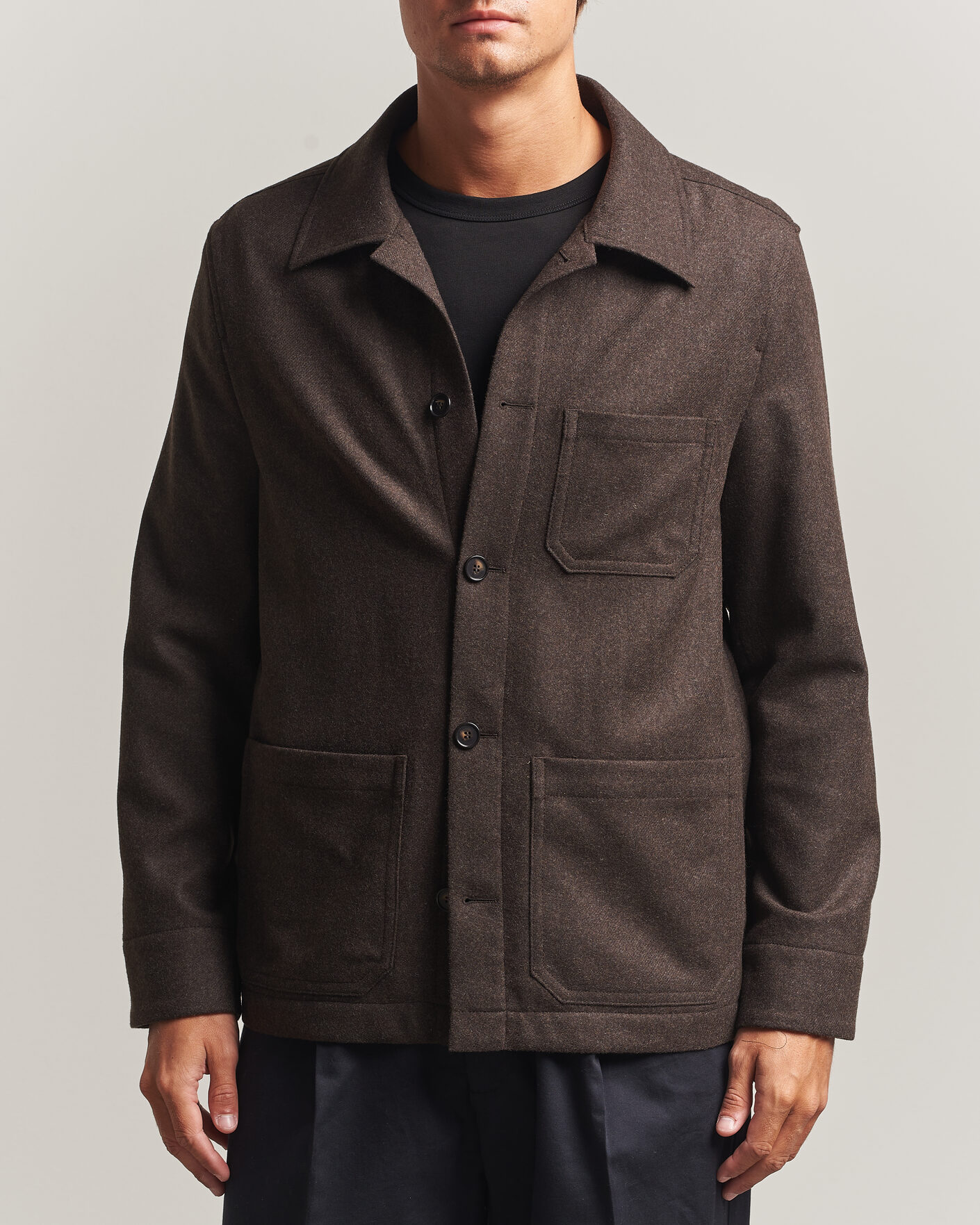 Uomini | Camicie | Filippa K | Taylor Flannel Overshirt Walnut Brown