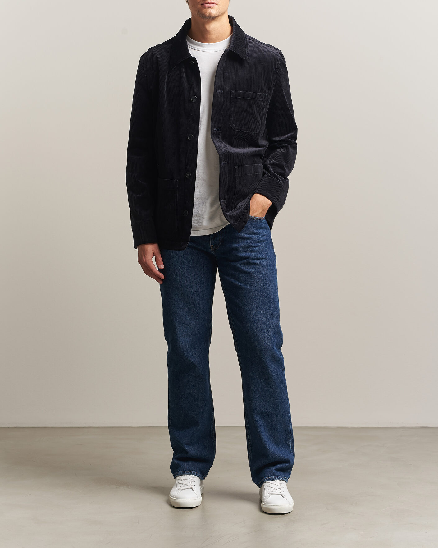 Uomini | Camicie | Filippa K | Taylor Corduroy Overshirt Navy