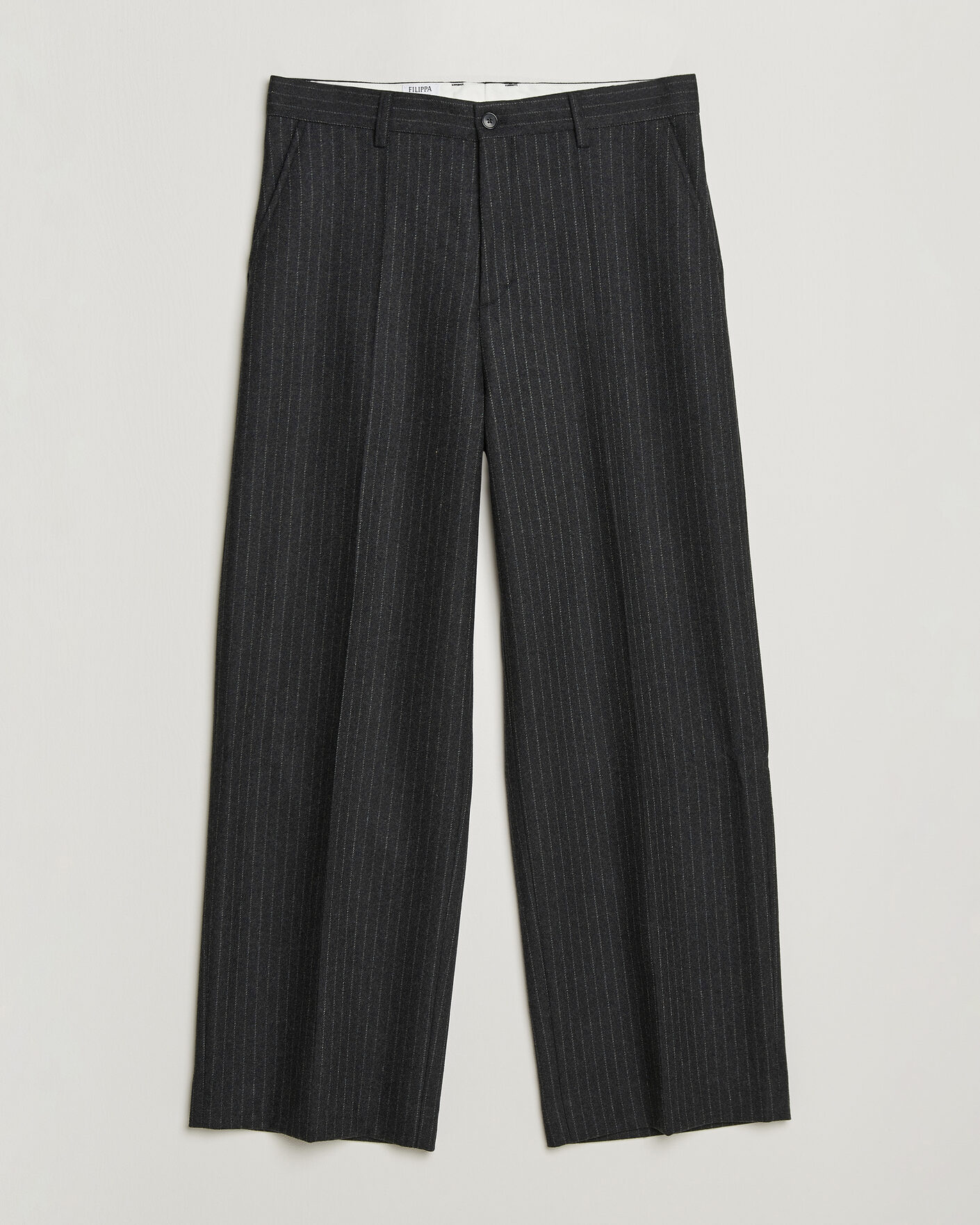Uomini | Pantaloni | Filippa K | Hector Wool Flannel Pinstriped Trousers Anthracite