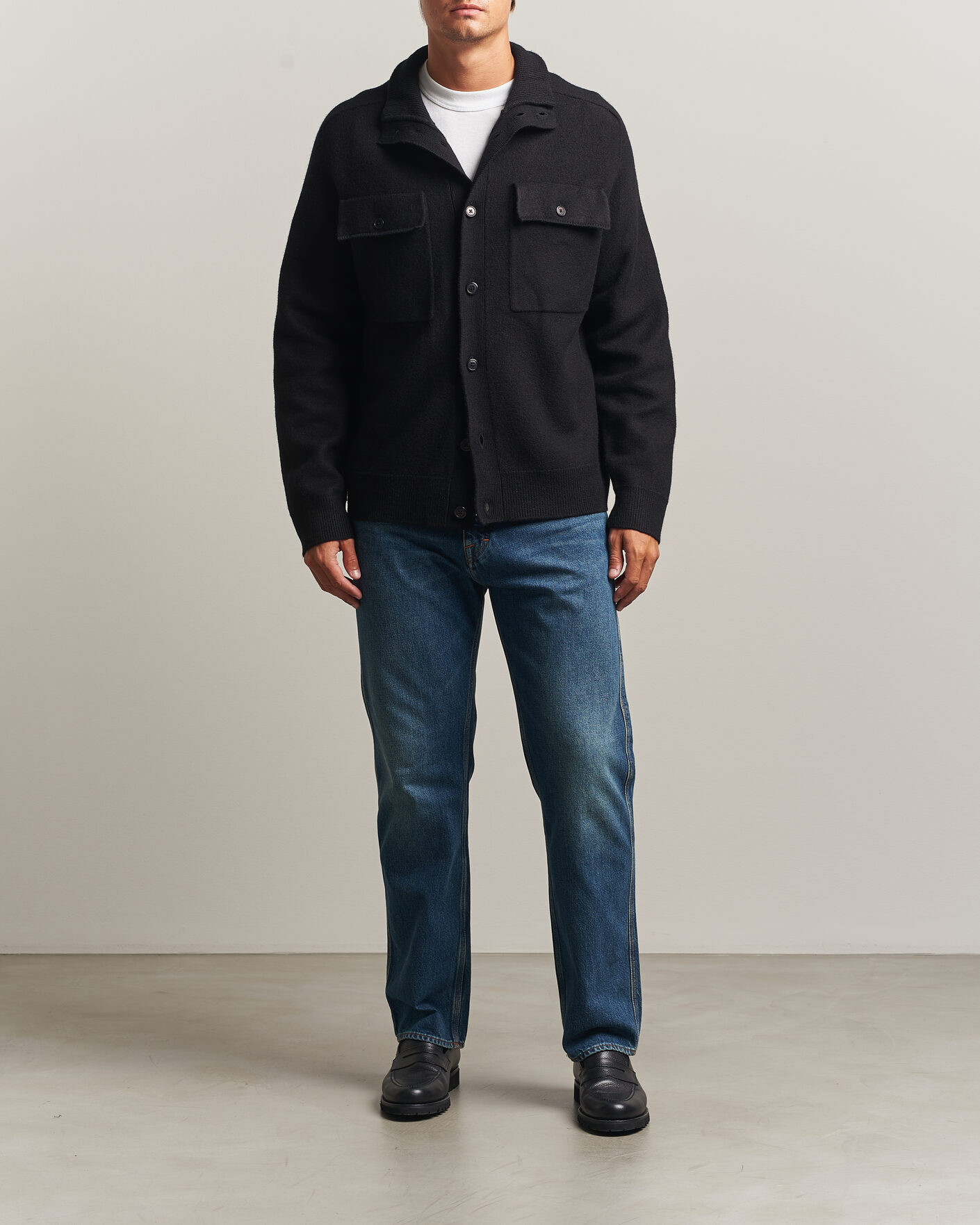 Uomini | Maglieria | Filippa K | Wool Knitted Cardigan Black