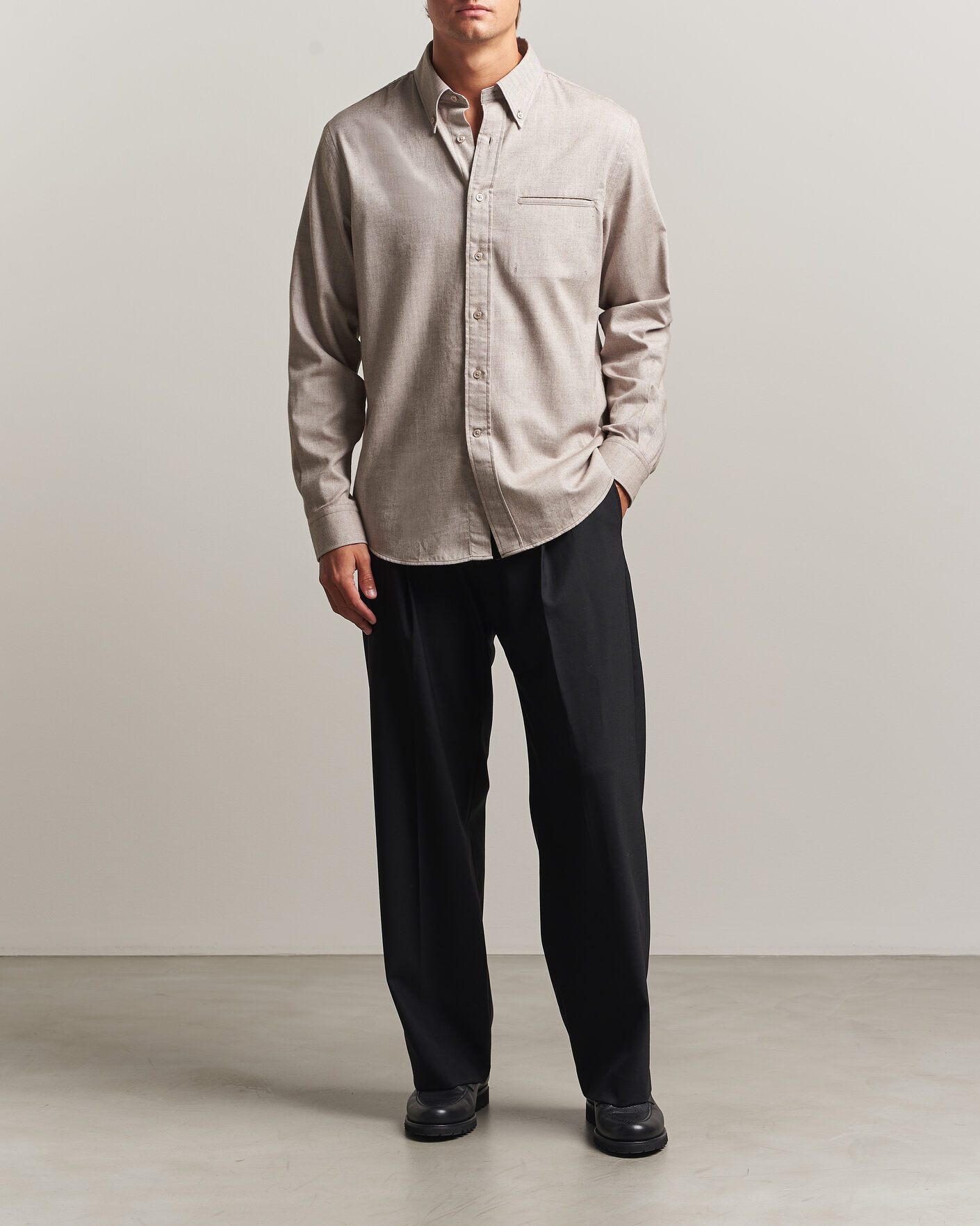 Uomini | Camicie | Filippa K | Zack Flannel Shirt Mid Brown