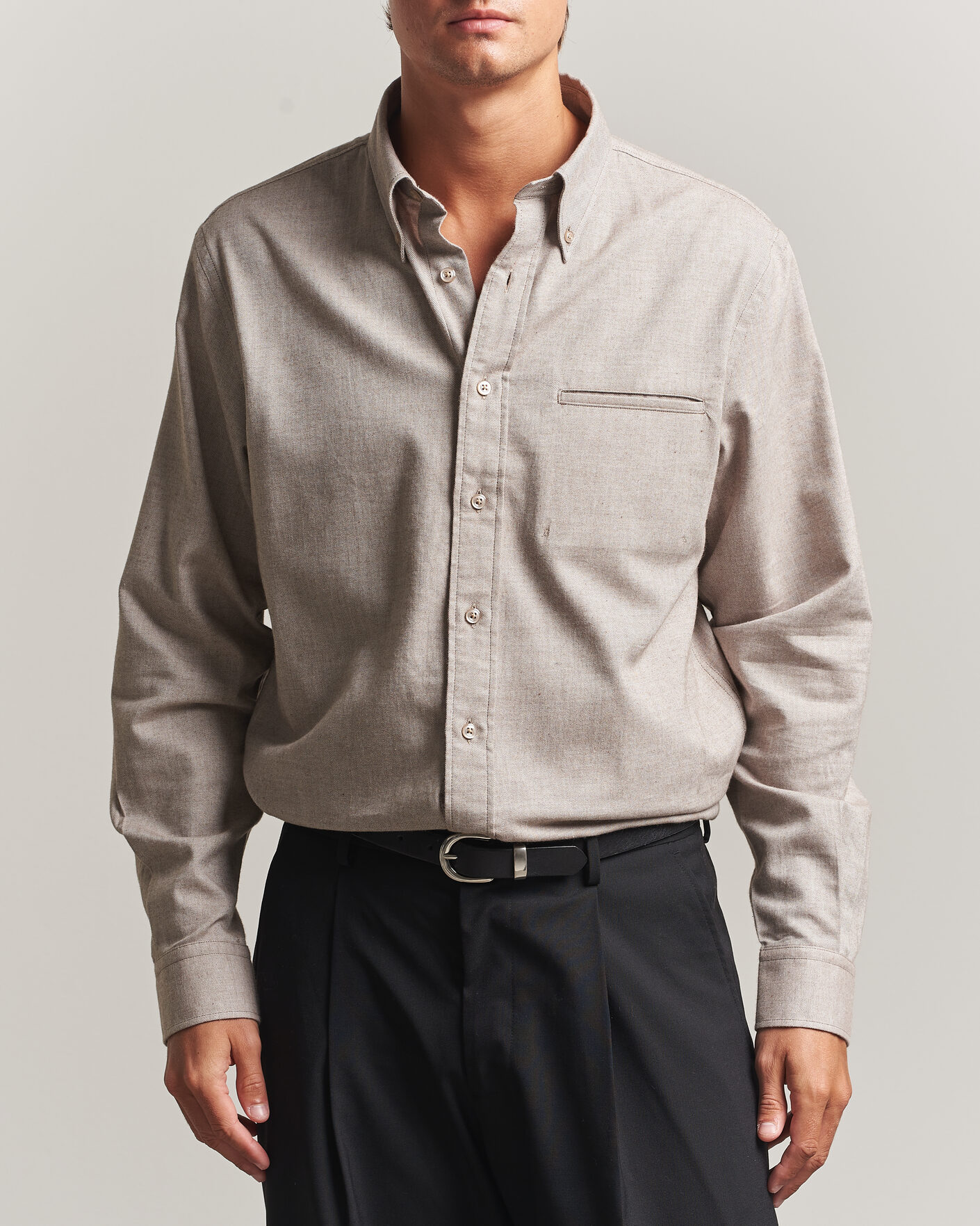Uomini | Camicie | Filippa K | Zack Flannel Shirt Mid Brown