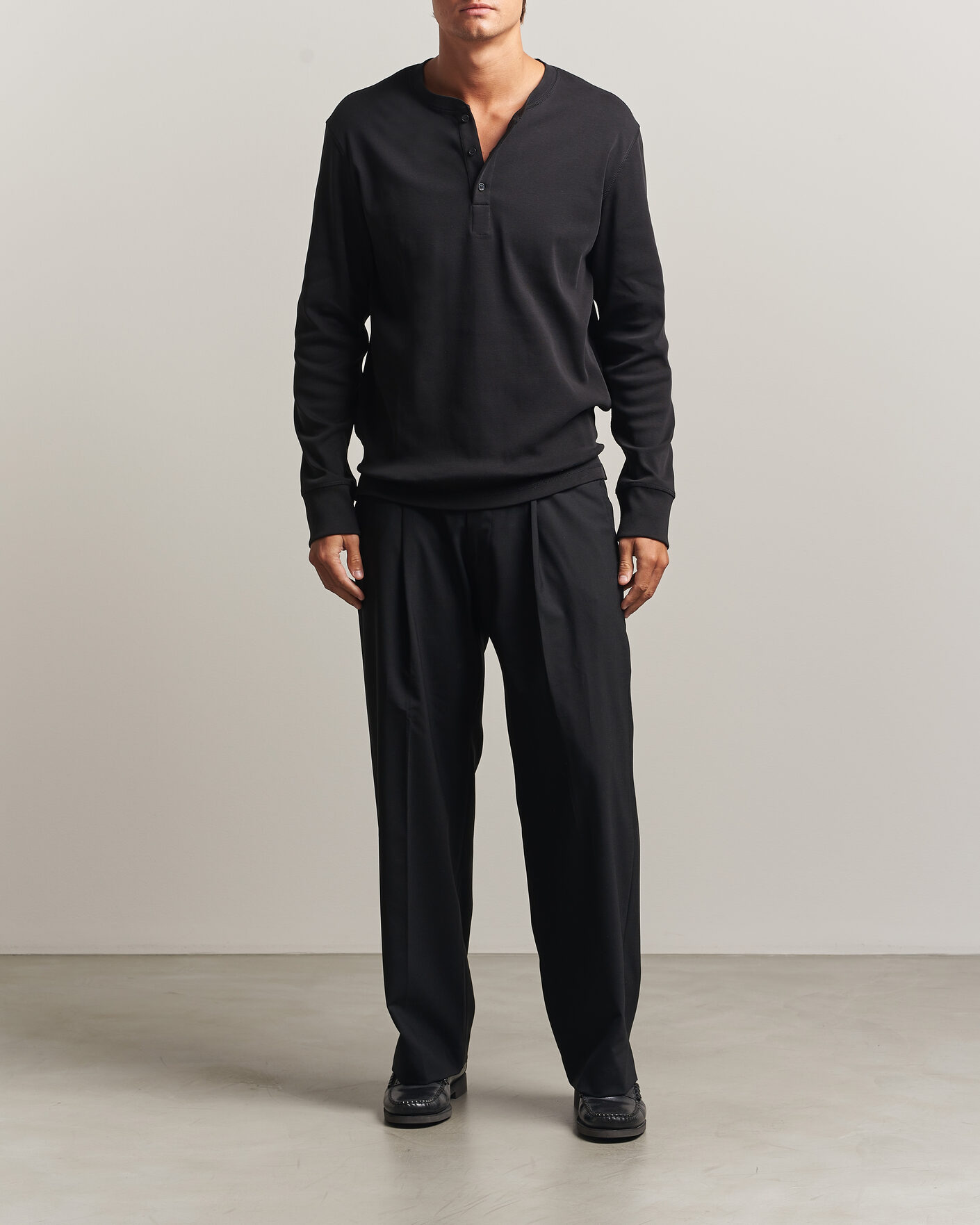 Uomini | Maglieria | Filippa K | Cotton Rib Henley Black