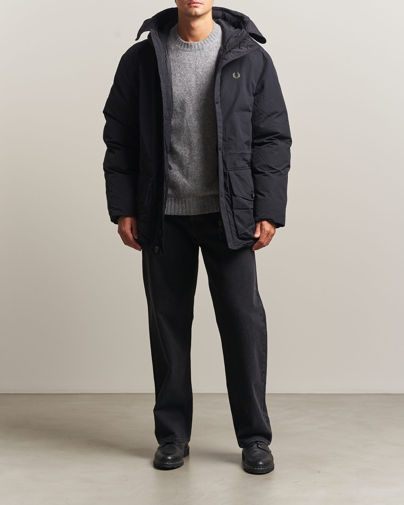 Uomini | Giacche | Fred Perry | Padded Patch Pocket Parka Black