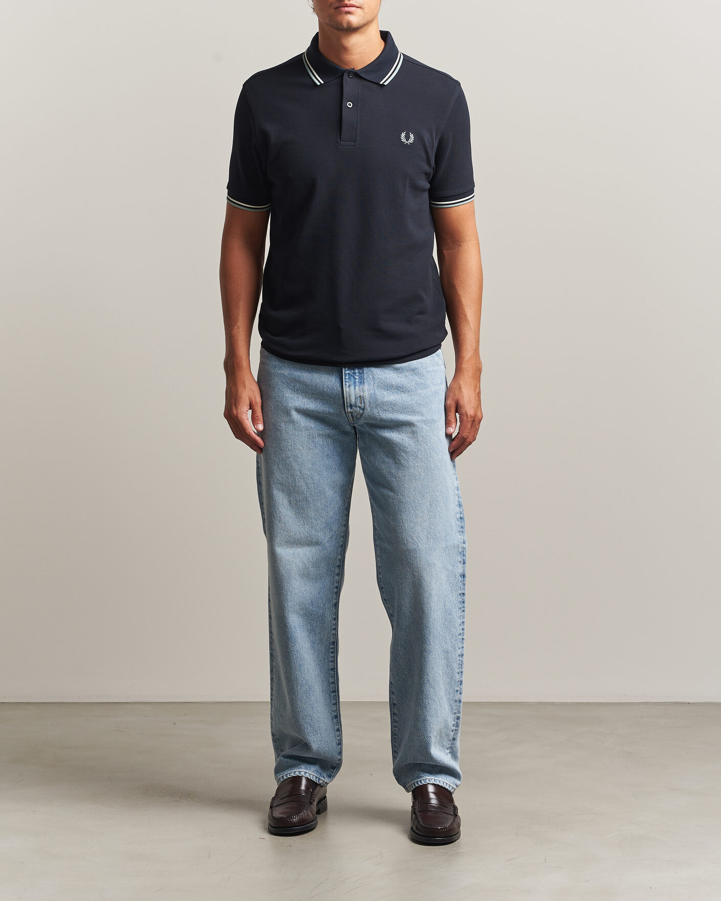 Uomini | Polo | Fred Perry | Twin Tipped Polo Shirt Navy