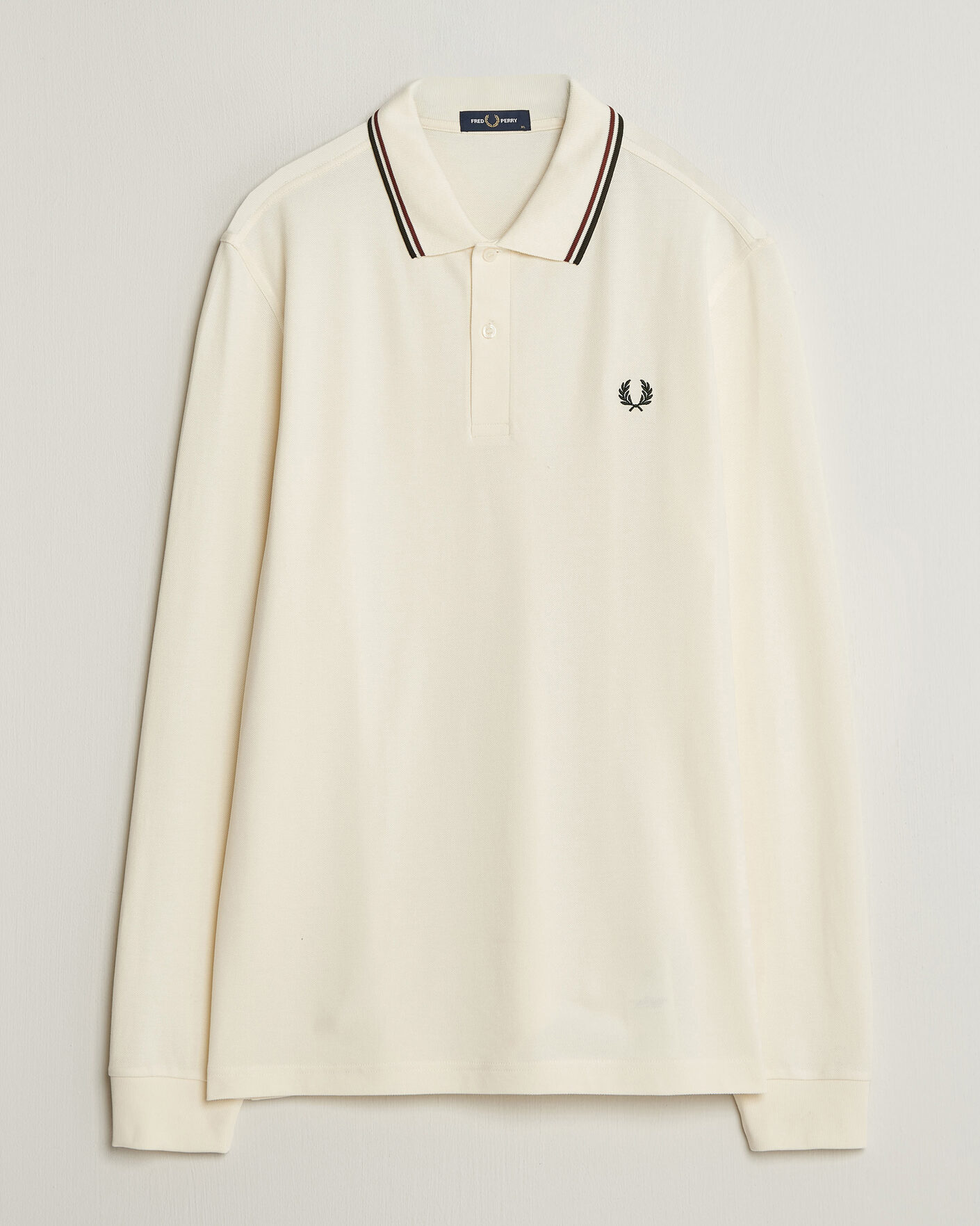 Uomini | Polo | Fred Perry | Twin Tipped Long Sleeve Polo Shirt Ecru