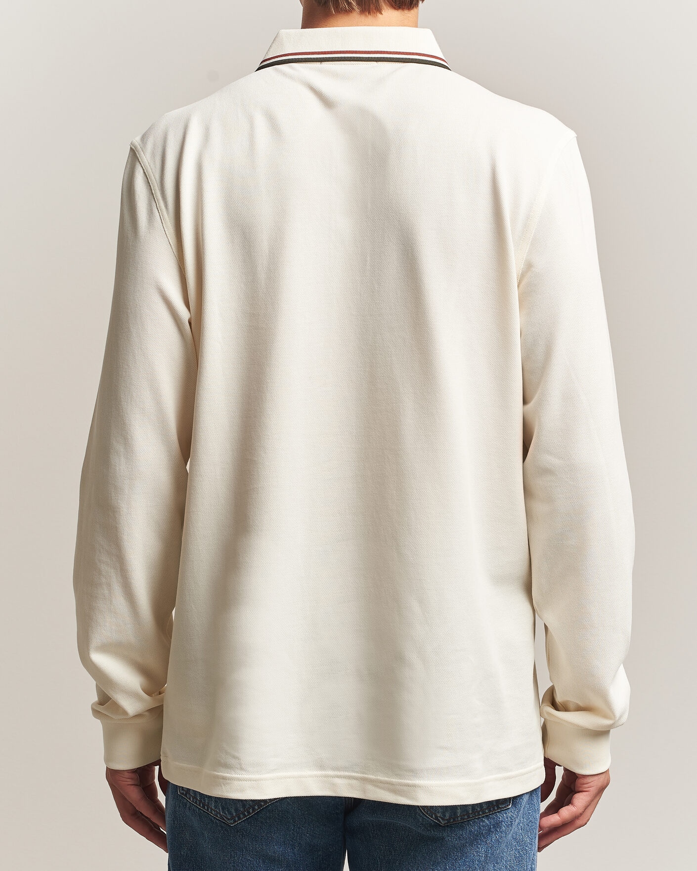 Uomini | Polo | Fred Perry | Twin Tipped Long Sleeve Polo Shirt Ecru