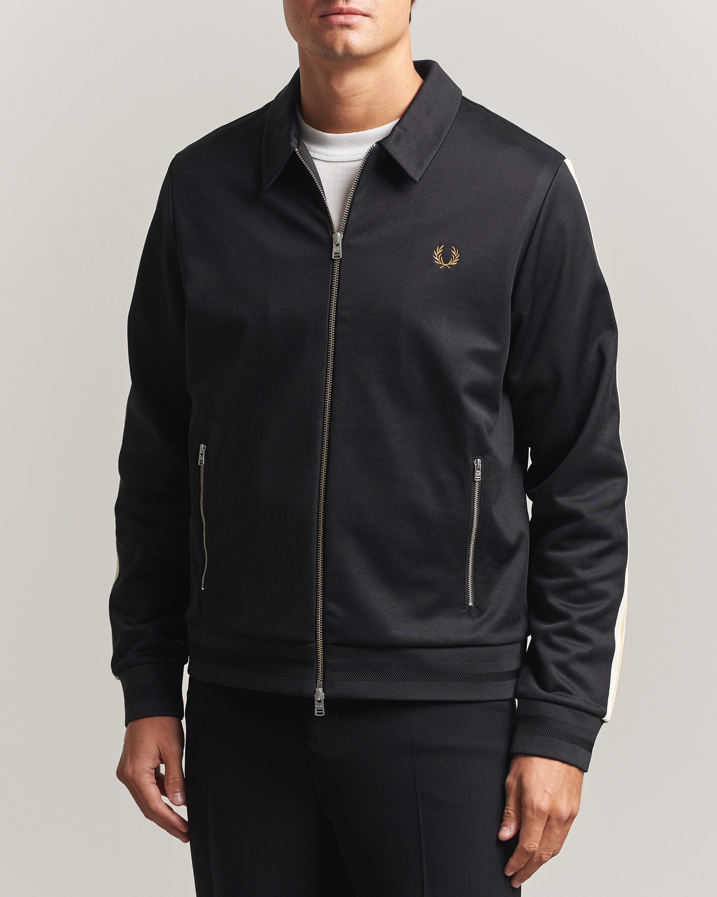 Uomini | Maglieria | Fred Perry | Tipped Taped Track Jacket Black