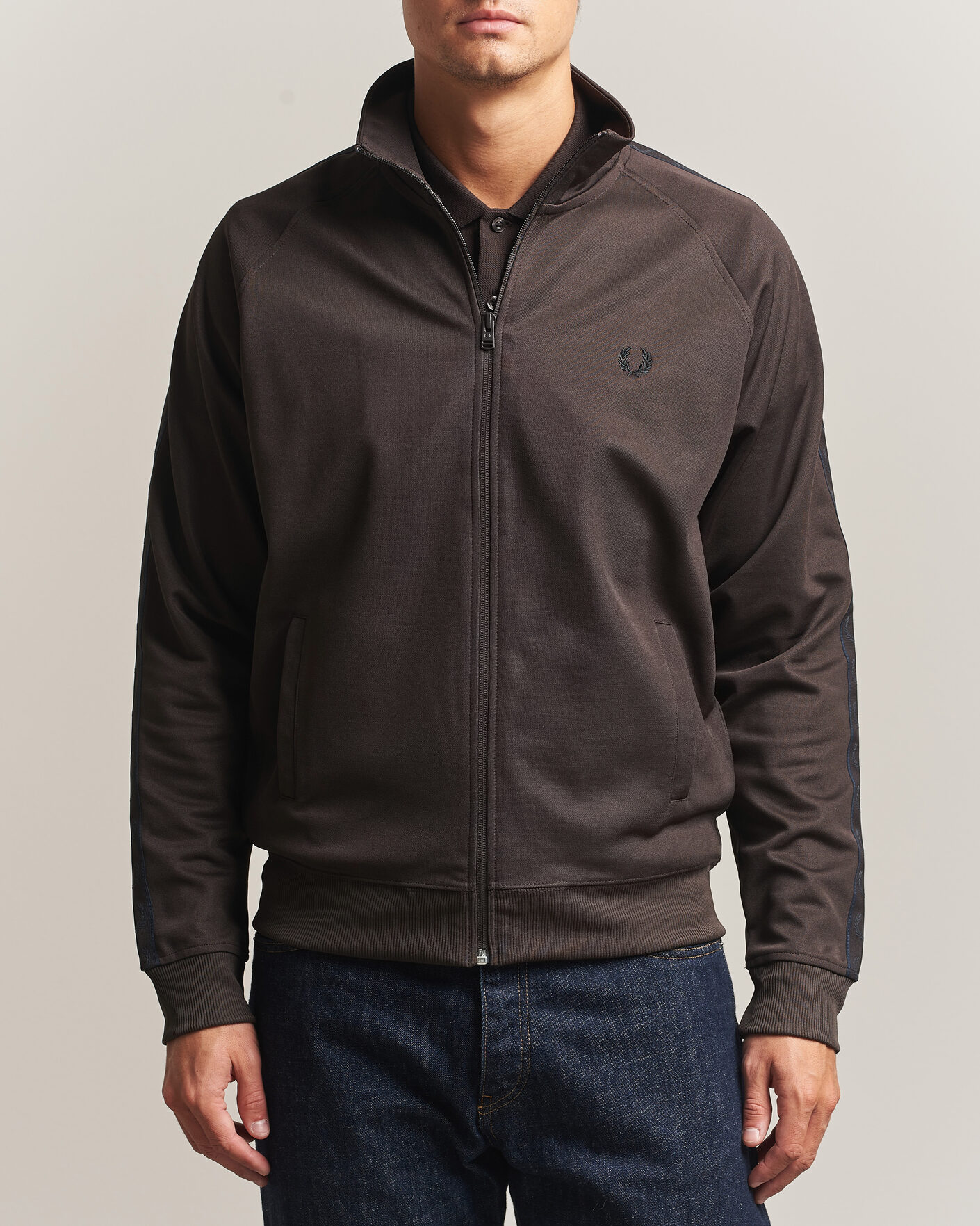 Uomini | Maglieria | Fred Perry | Taped Track Jacket Rich Brown