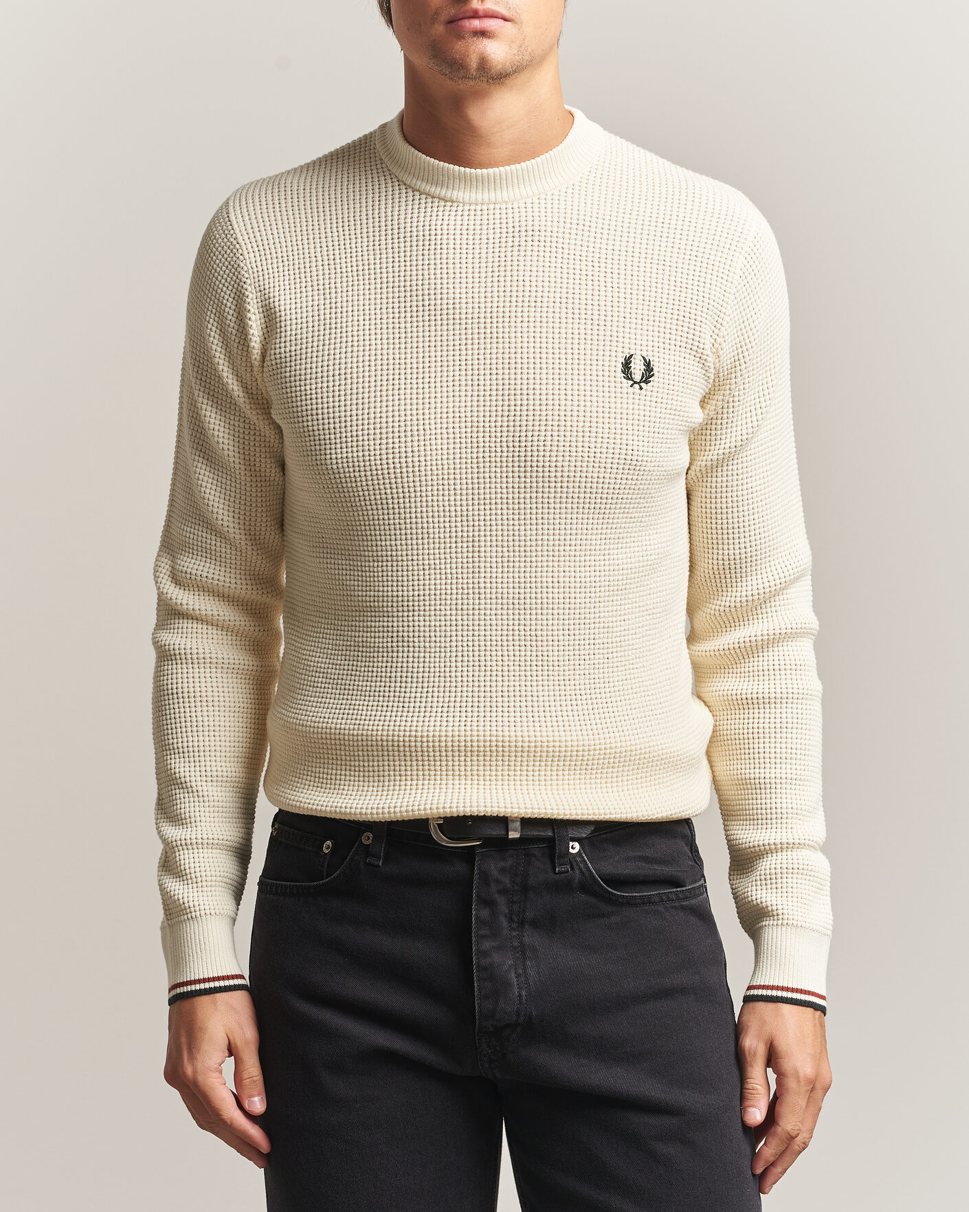 Uomini | Maglieria | Fred Perry | Waffle Stitch Jumper Ecru