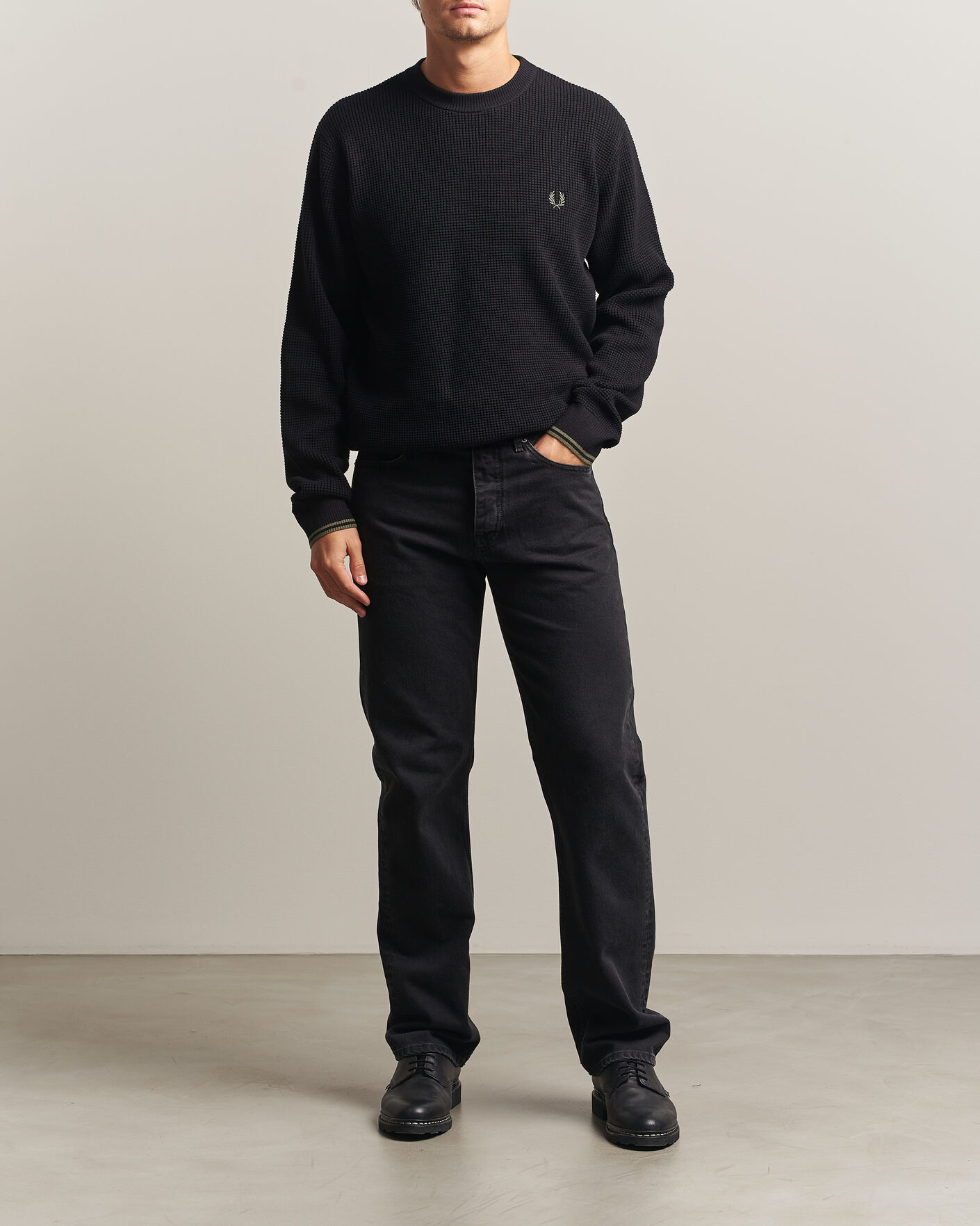 Uomini | Maglieria | Fred Perry | Waffle Stitch Jumper Black