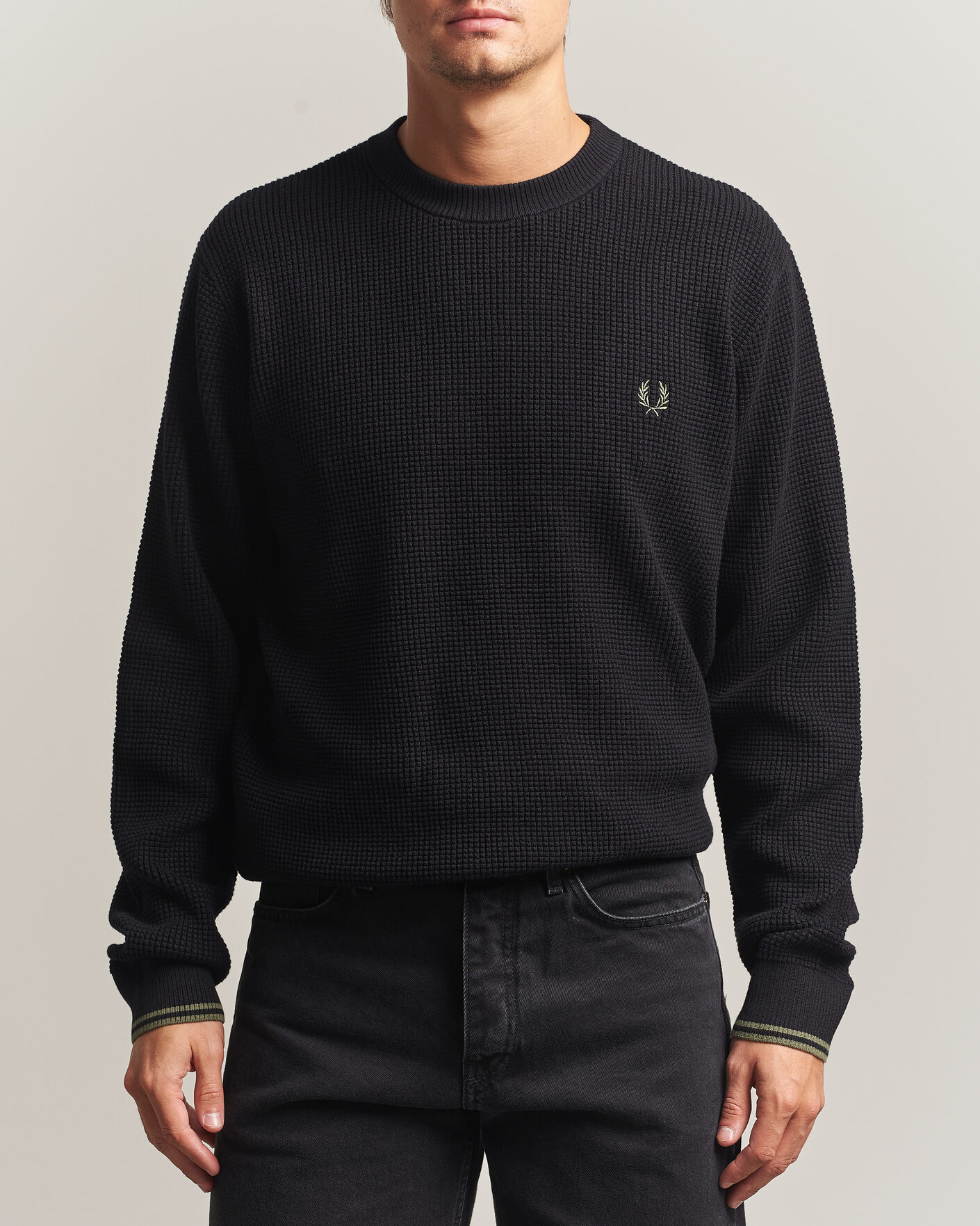 Uomini | Maglieria | Fred Perry | Waffle Stitch Jumper Black