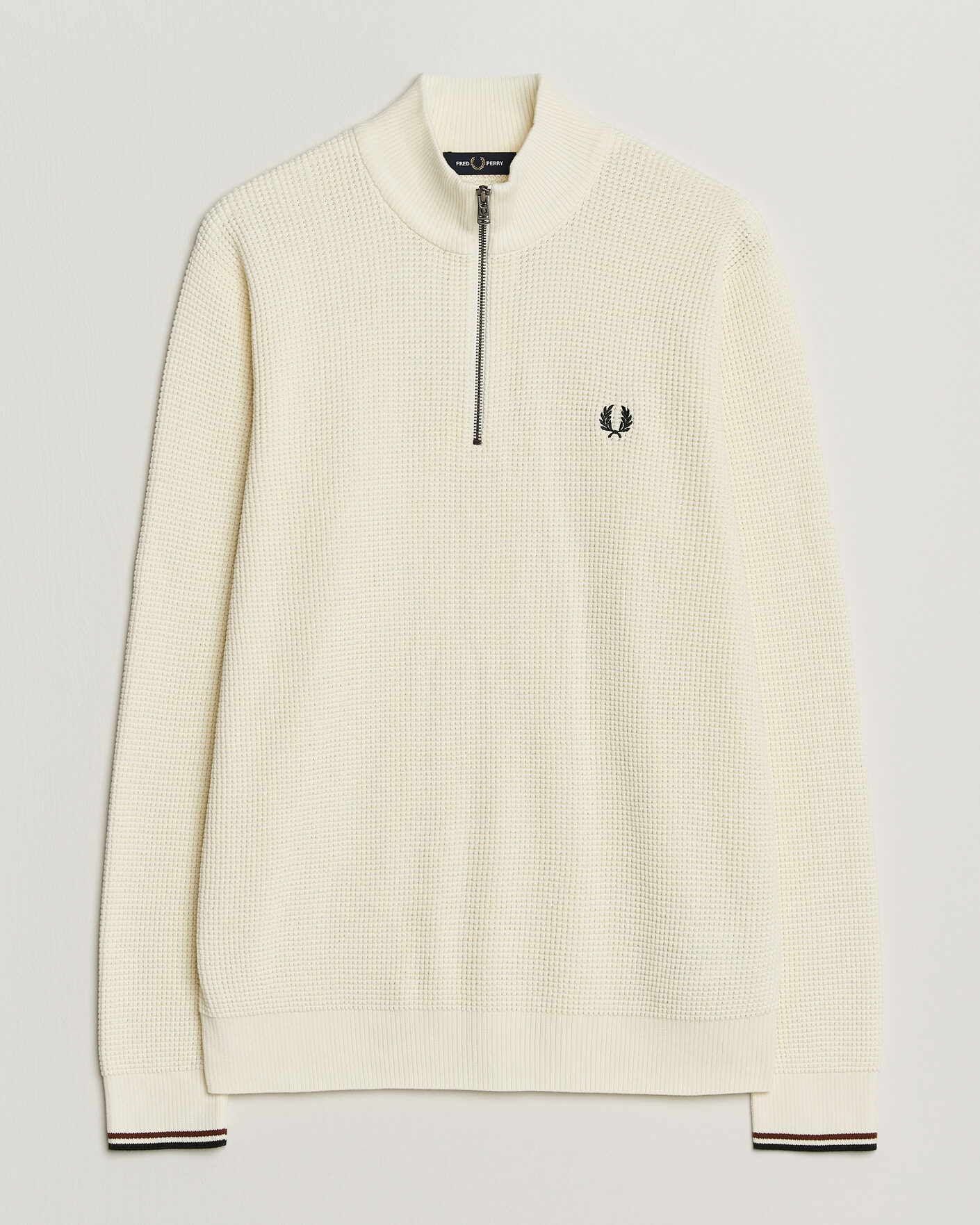 Uomini | Maglieria | Fred Perry | Waffle Stitch Half Zip Ecru