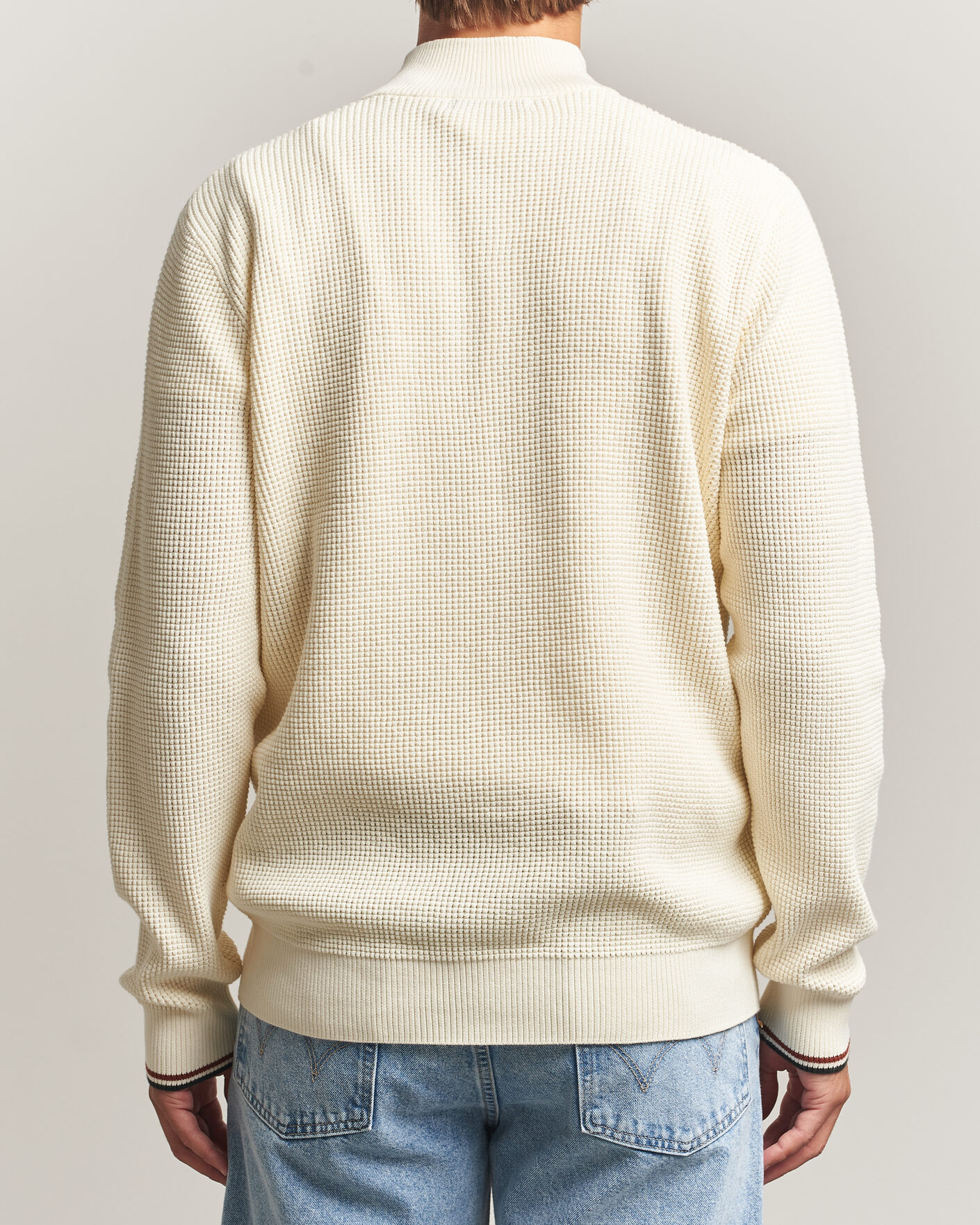 Uomini | Maglieria | Fred Perry | Waffle Stitch Half Zip Ecru
