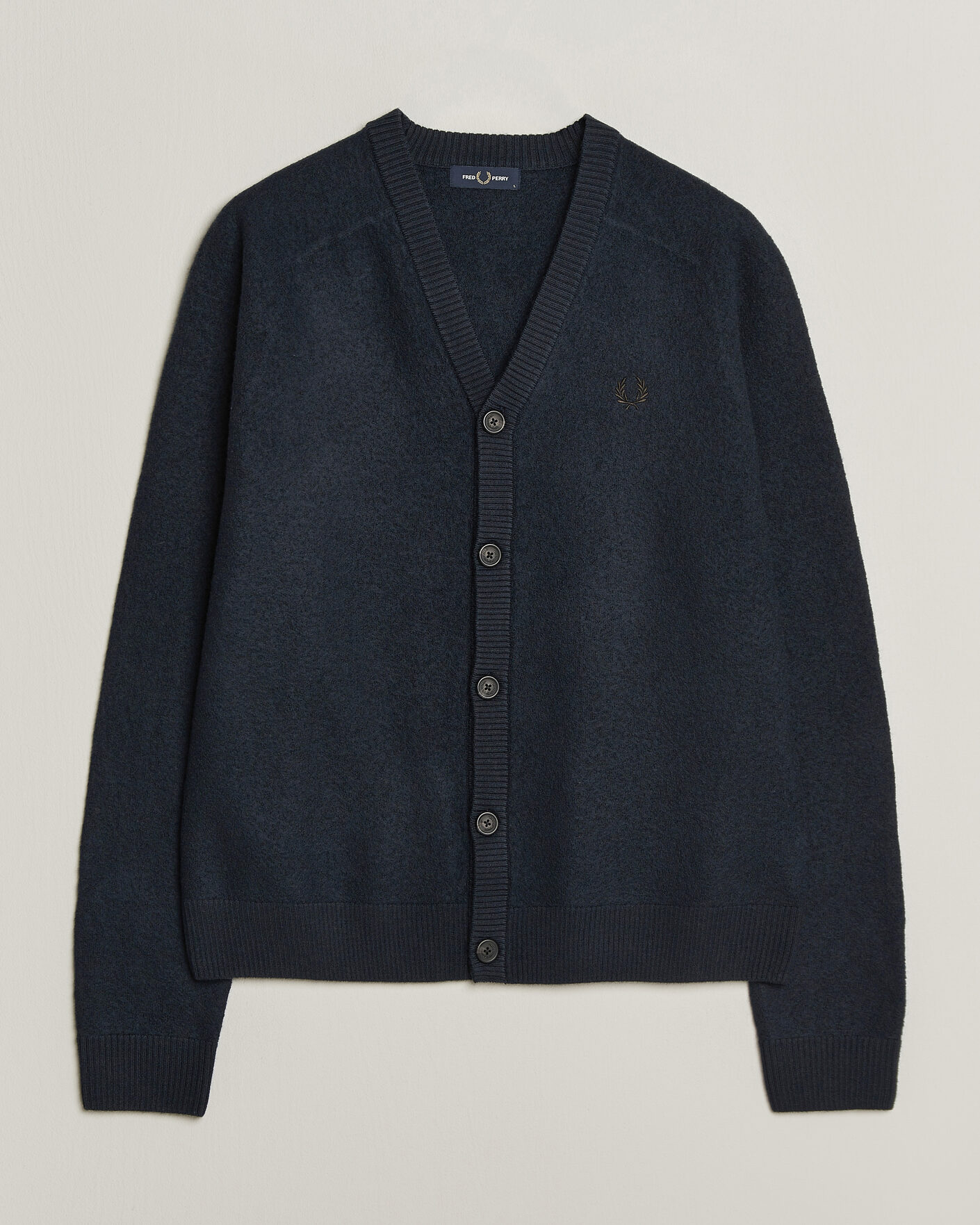 Uomini | Maglieria | Fred Perry | Wool Saddle Sleeve Cardigan Navy