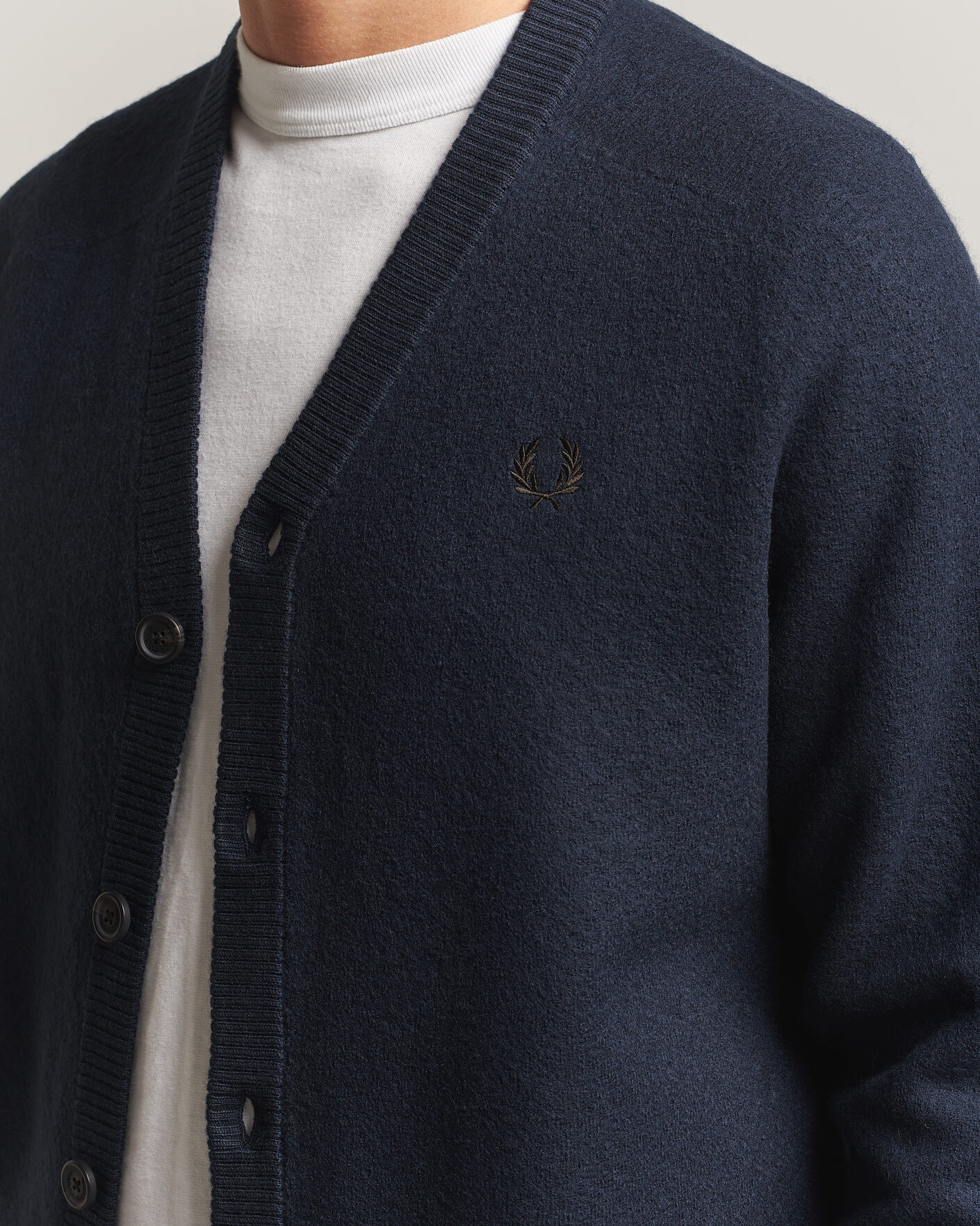 Uomini | Maglieria | Fred Perry | Wool Saddle Sleeve Cardigan Navy