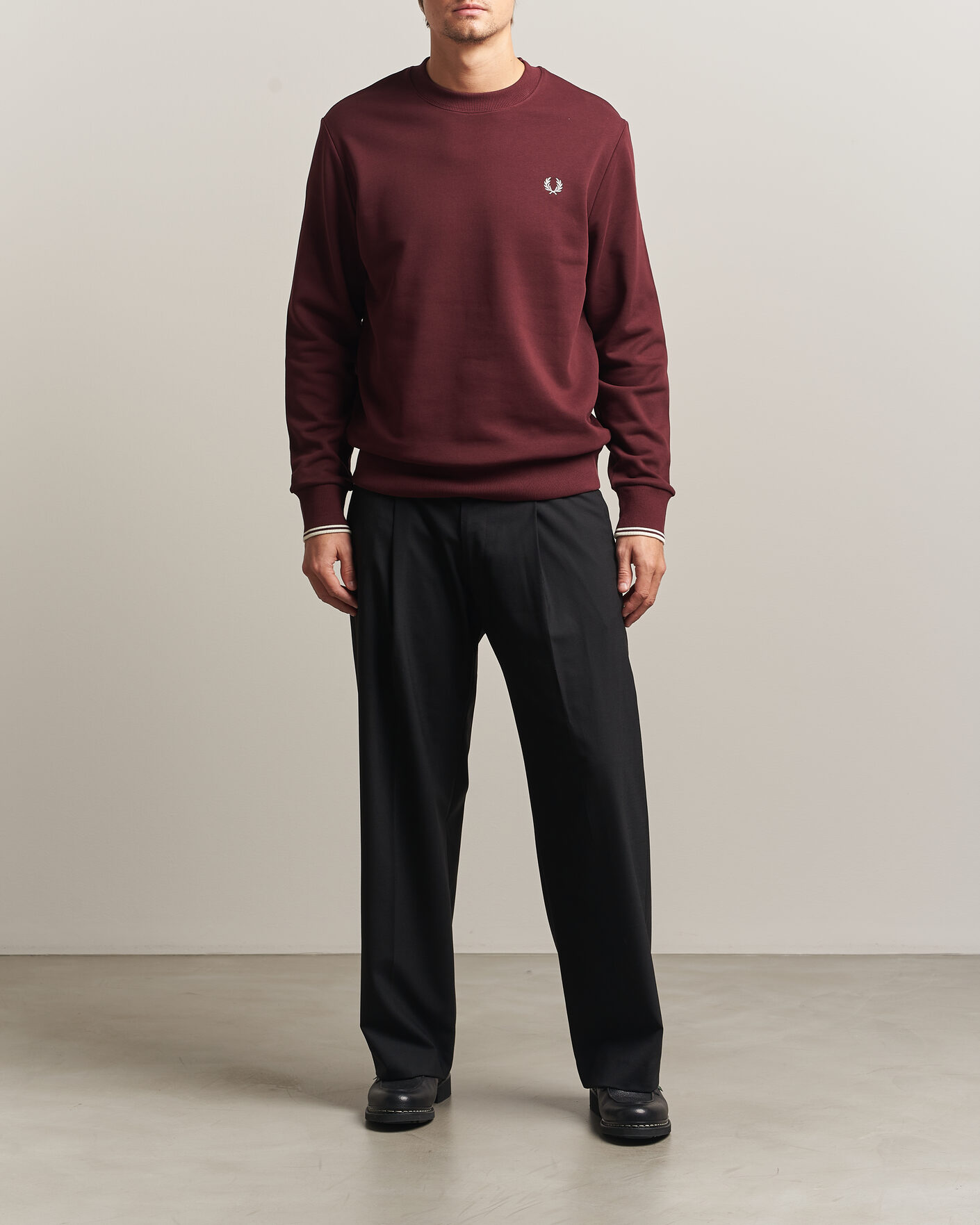 Uomini | Maglieria | Fred Perry | Crew Neck Sweatshirt Oxblood