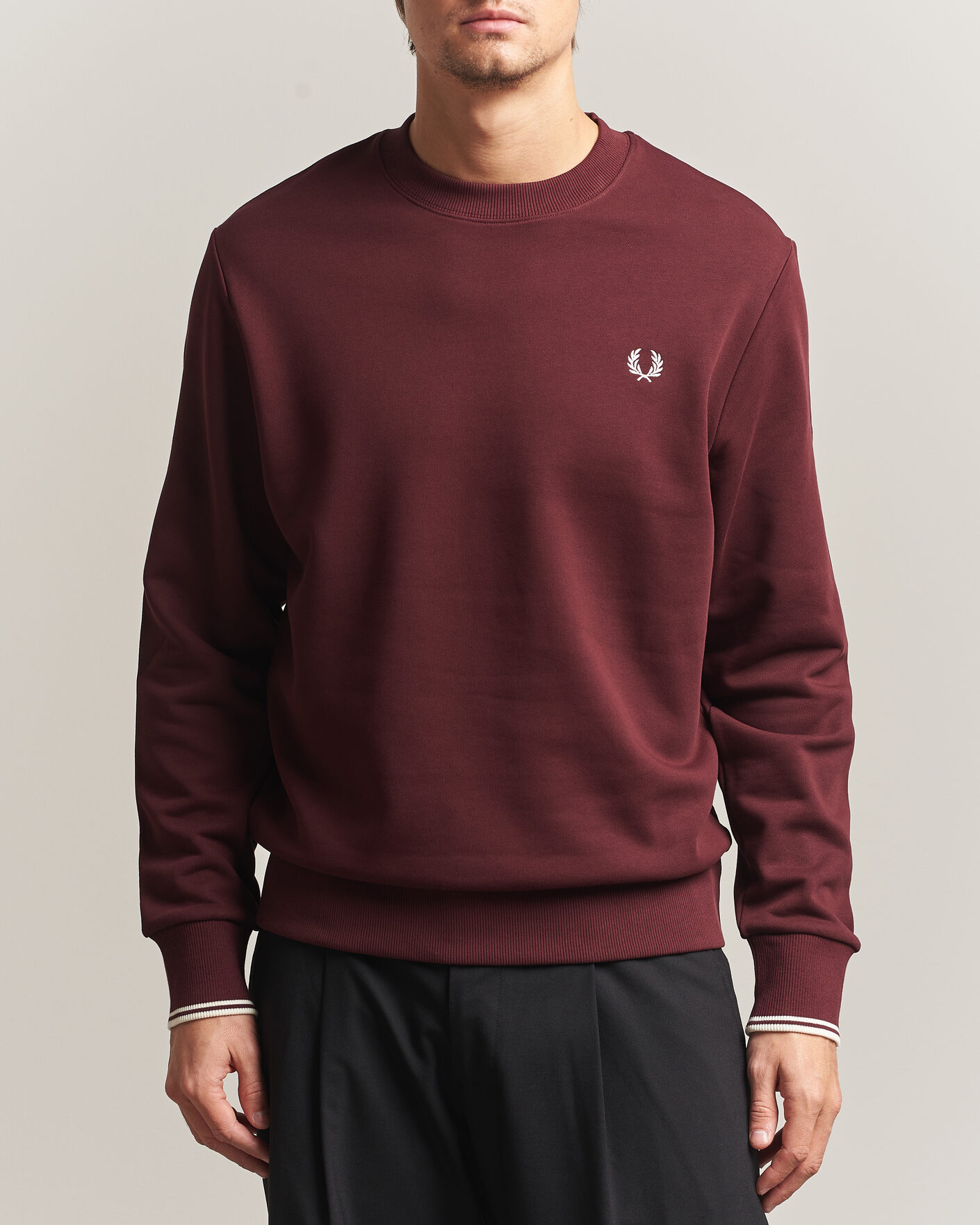 Uomini | Maglieria | Fred Perry | Crew Neck Sweatshirt Oxblood