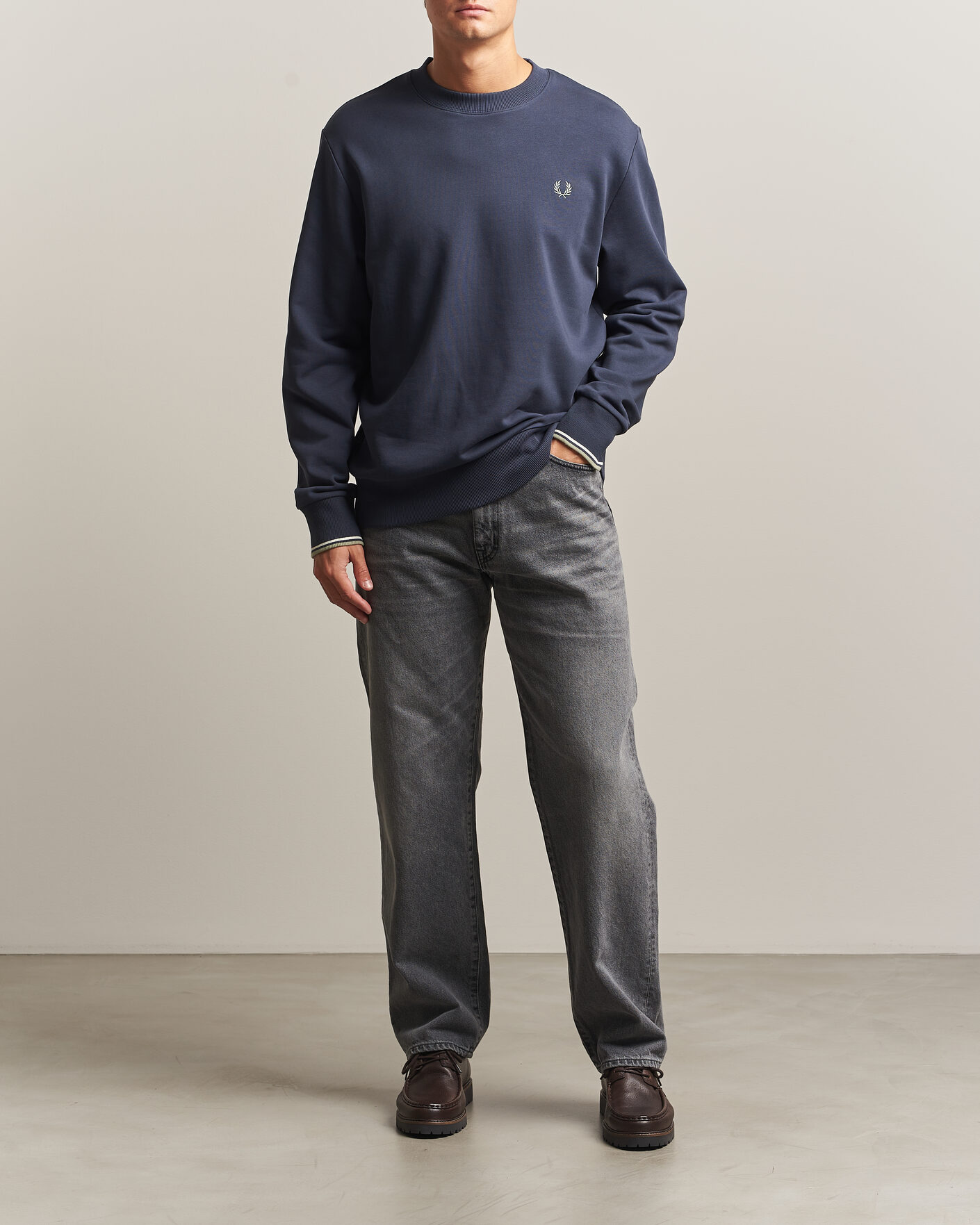 Uomini | Maglieria | Fred Perry | Crew Neck Sweatshirt Dark Airforce