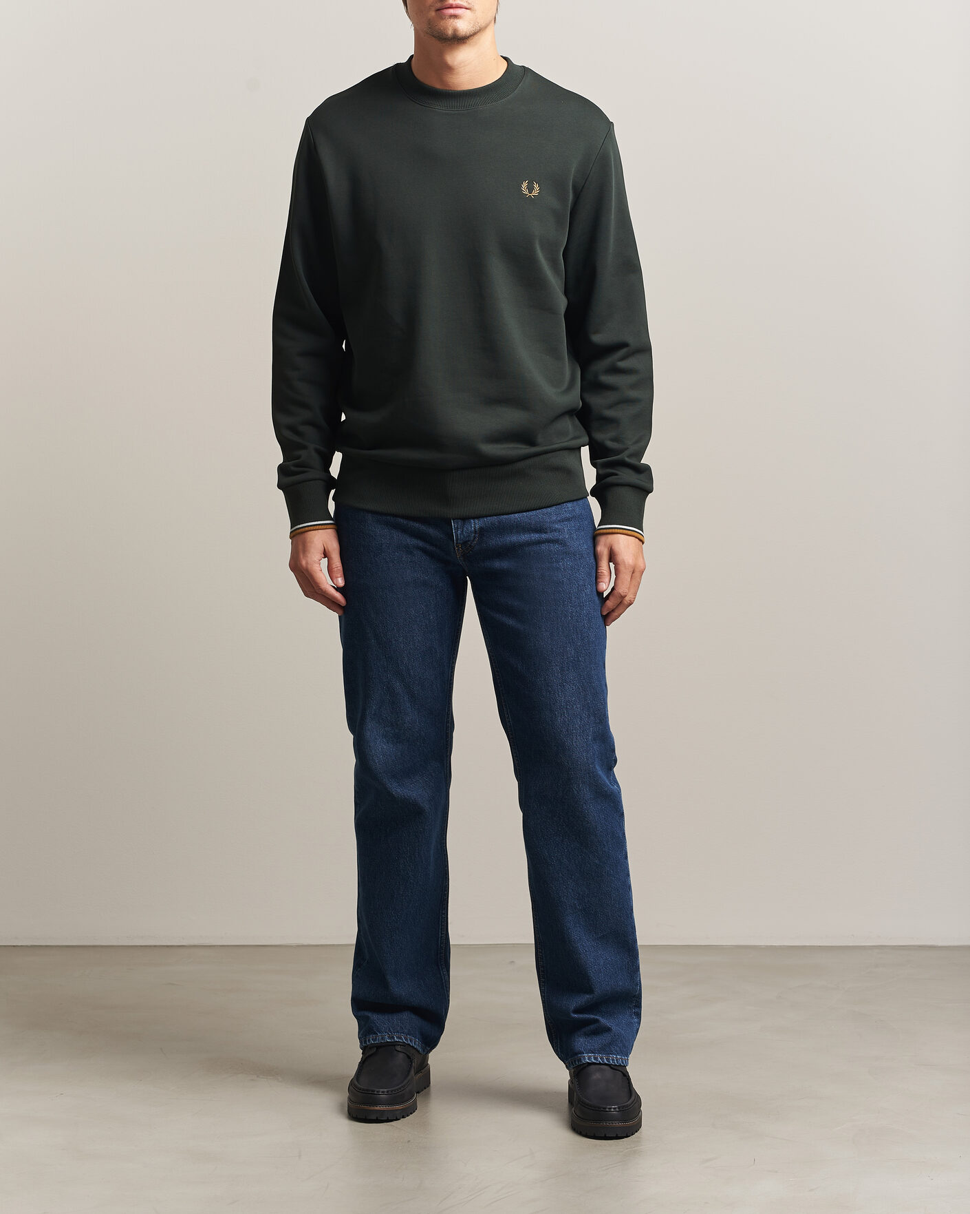 Uomini | Maglieria | Fred Perry | Crew Neck Sweatshirt Night Green