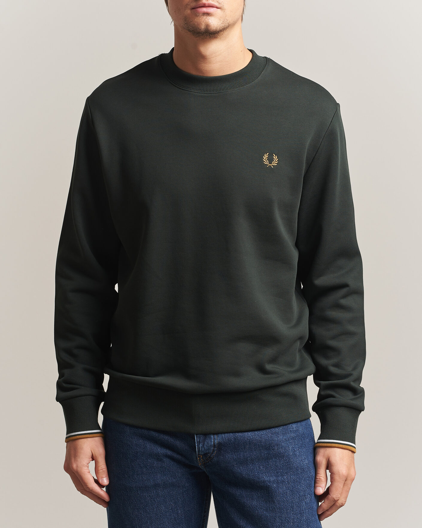 Uomini | Maglieria | Fred Perry | Crew Neck Sweatshirt Night Green