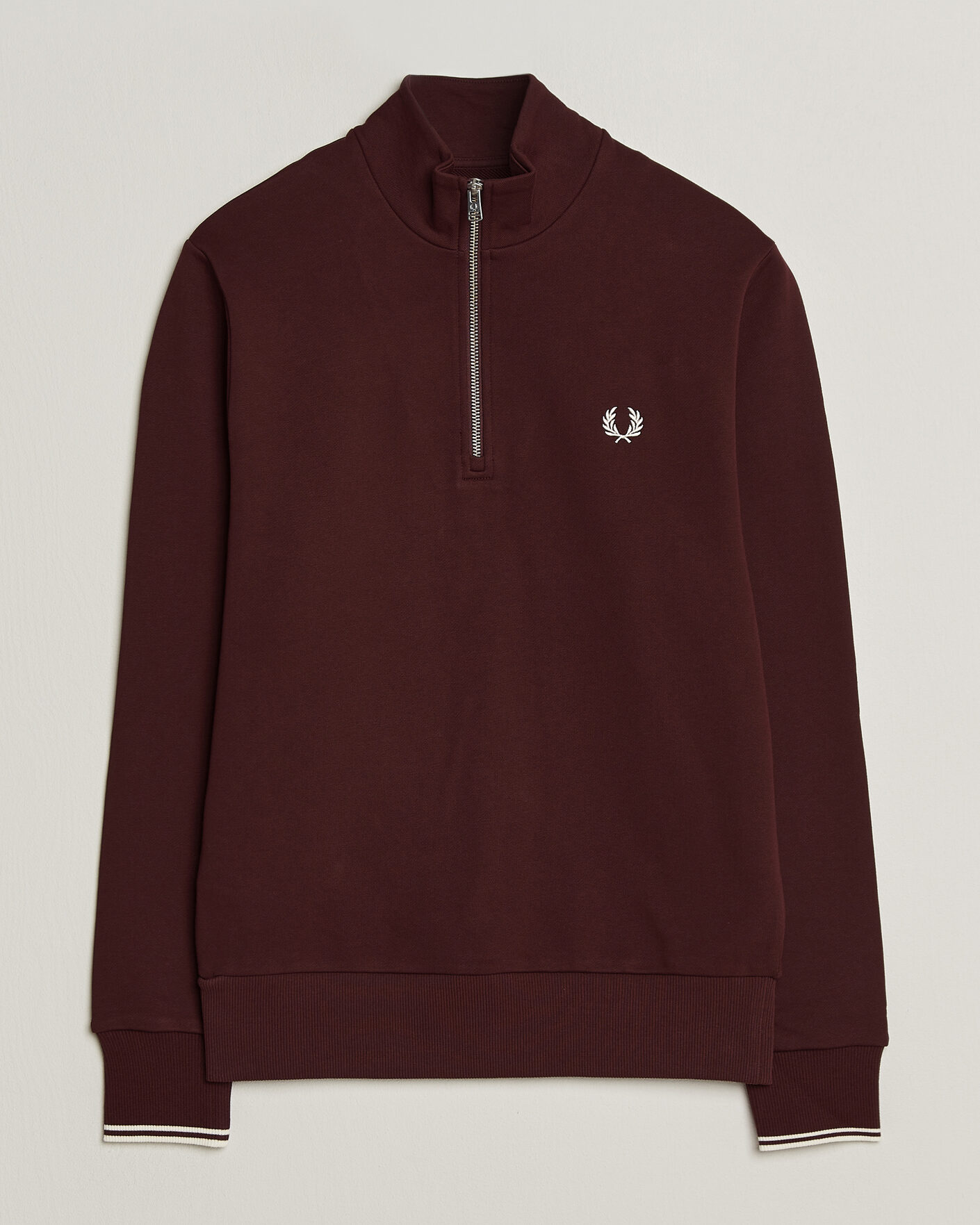 Uomini | Maglieria | Fred Perry | Half Zip Sweatshirt Oxblood