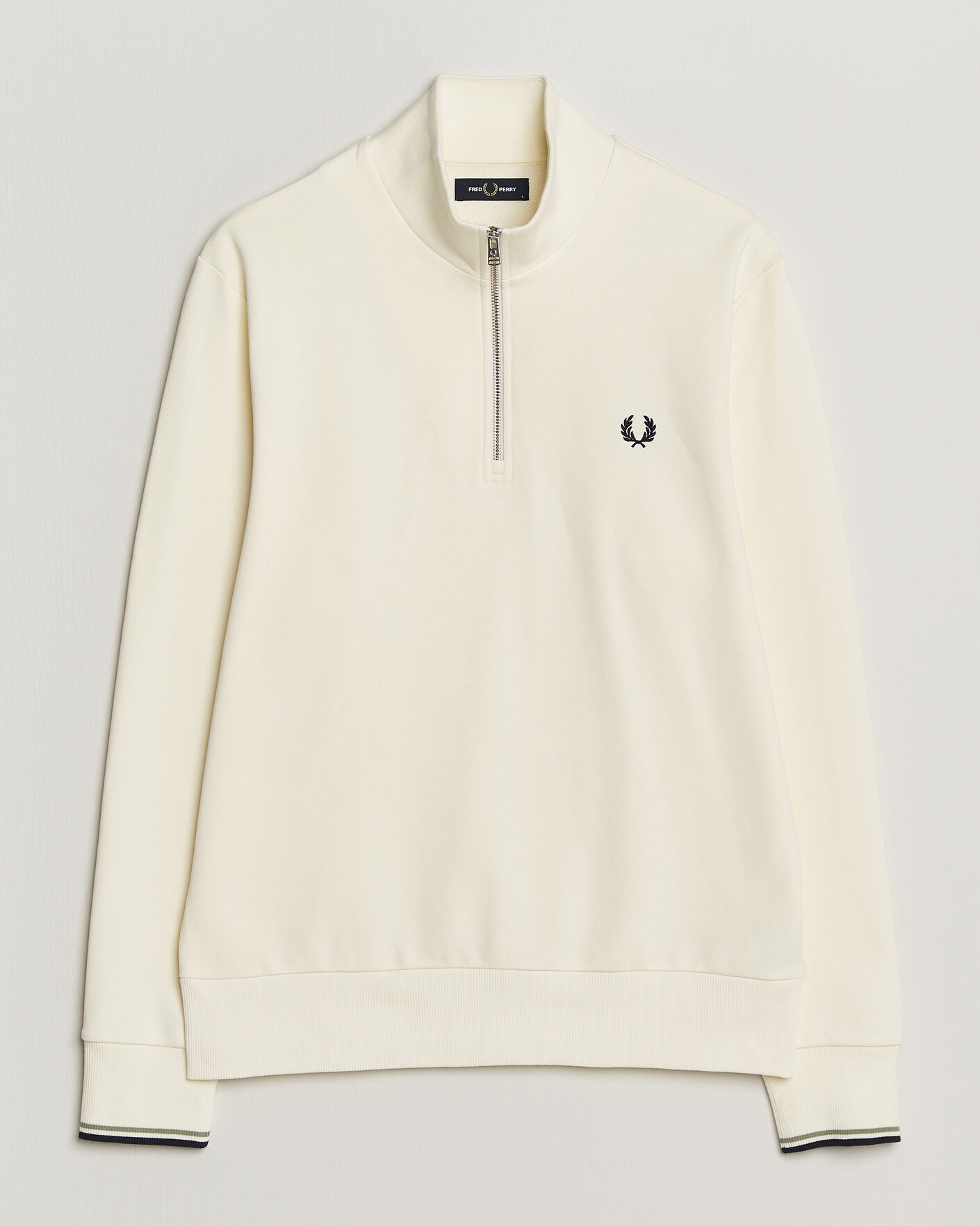Uomini | Maglieria | Fred Perry | Half Zip Sweatshirt Ecru