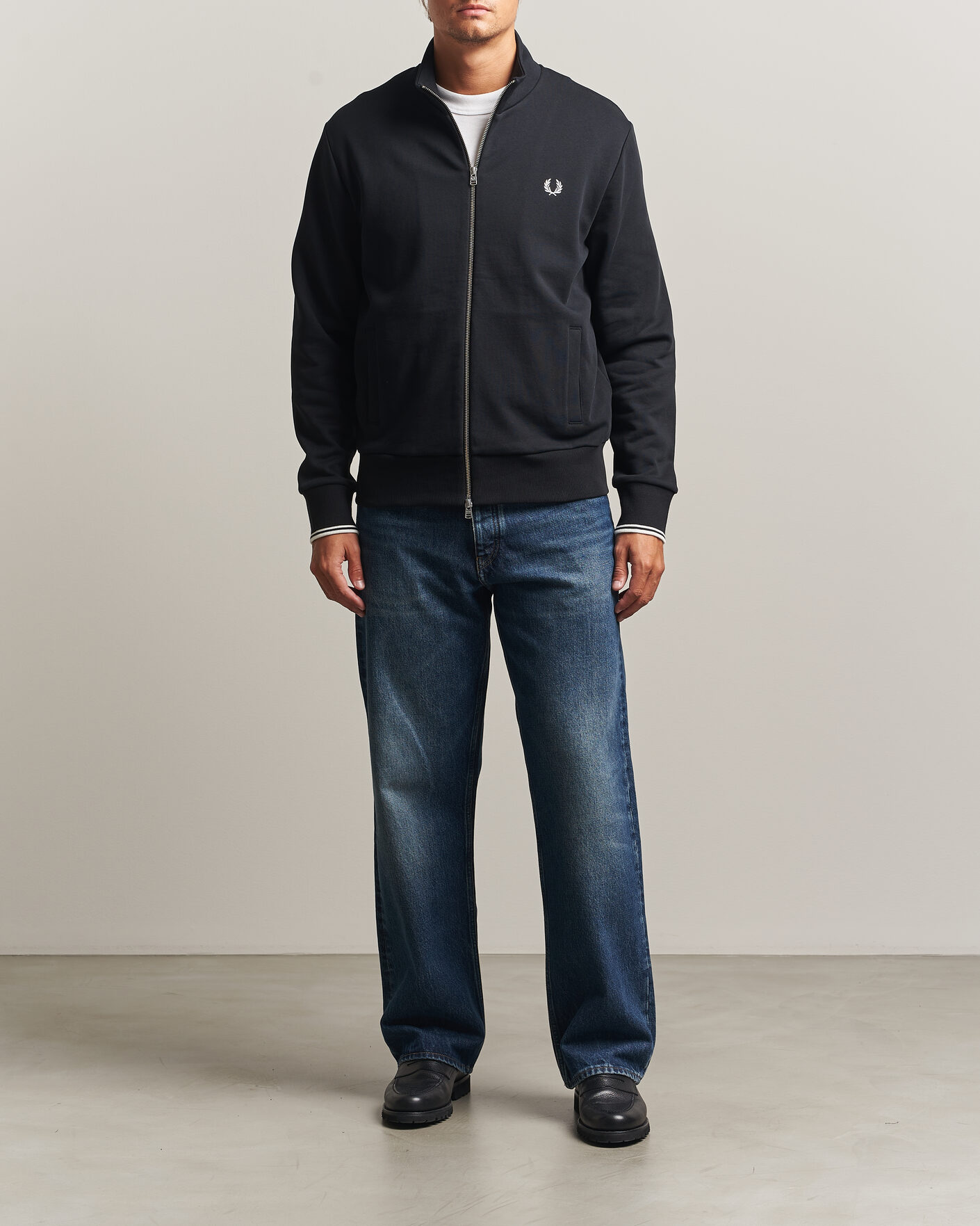 Uomini | Maglieria | Fred Perry | Full Zip Sweatshirt Black