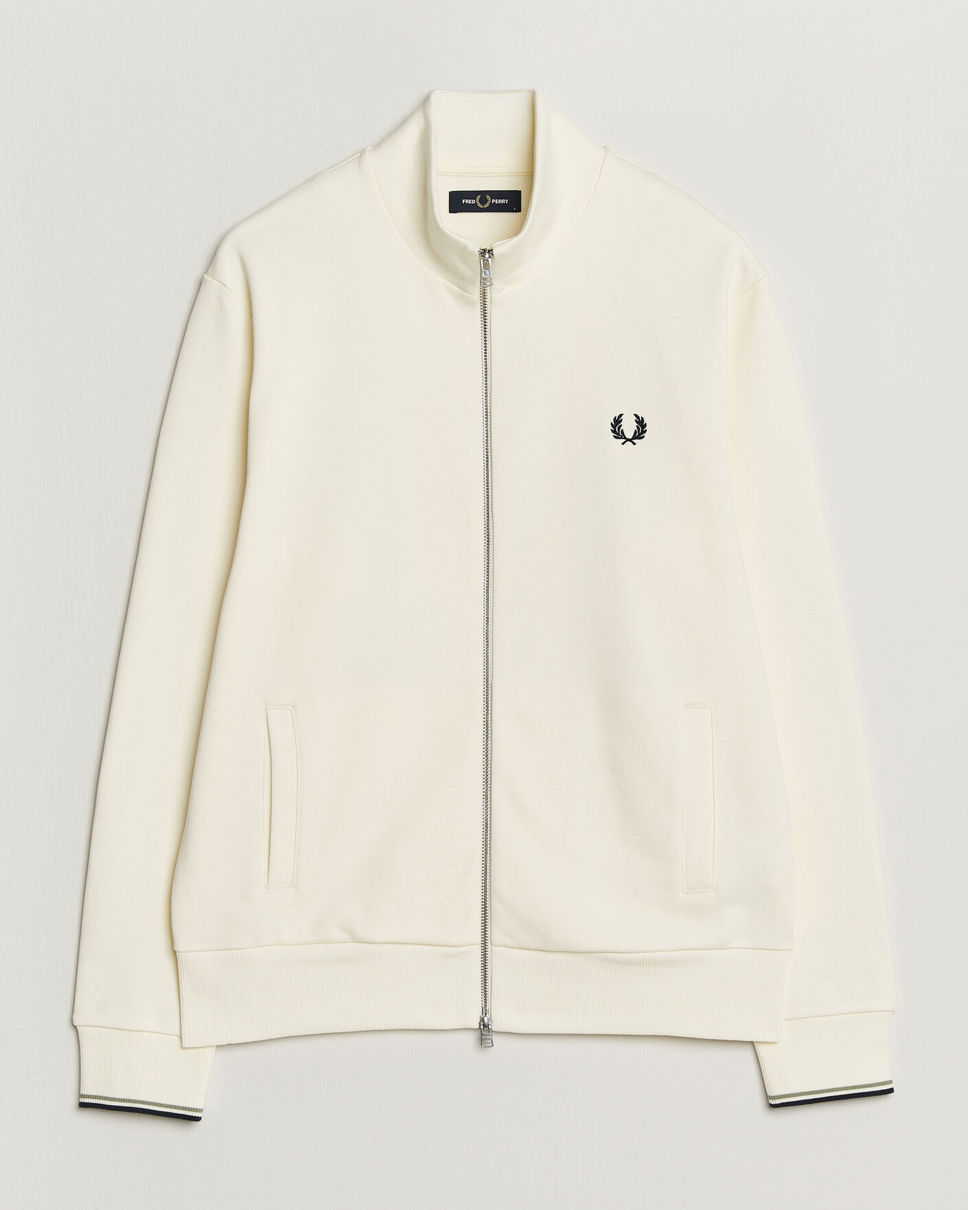 Uomini | Maglieria | Fred Perry | Full Zip Sweatshirt Ecru