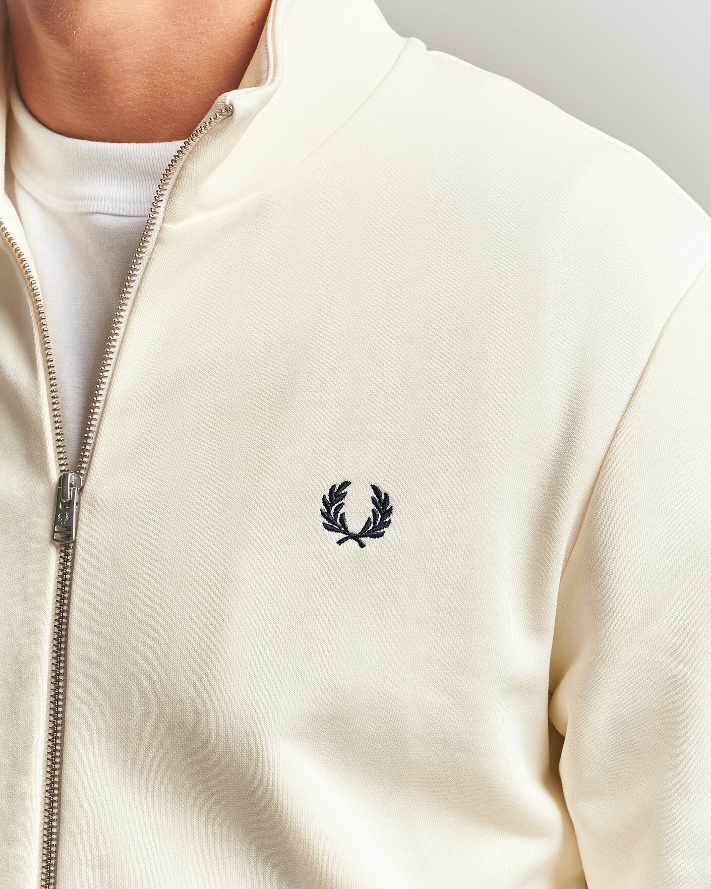Uomini | Maglieria | Fred Perry | Full Zip Sweatshirt Ecru