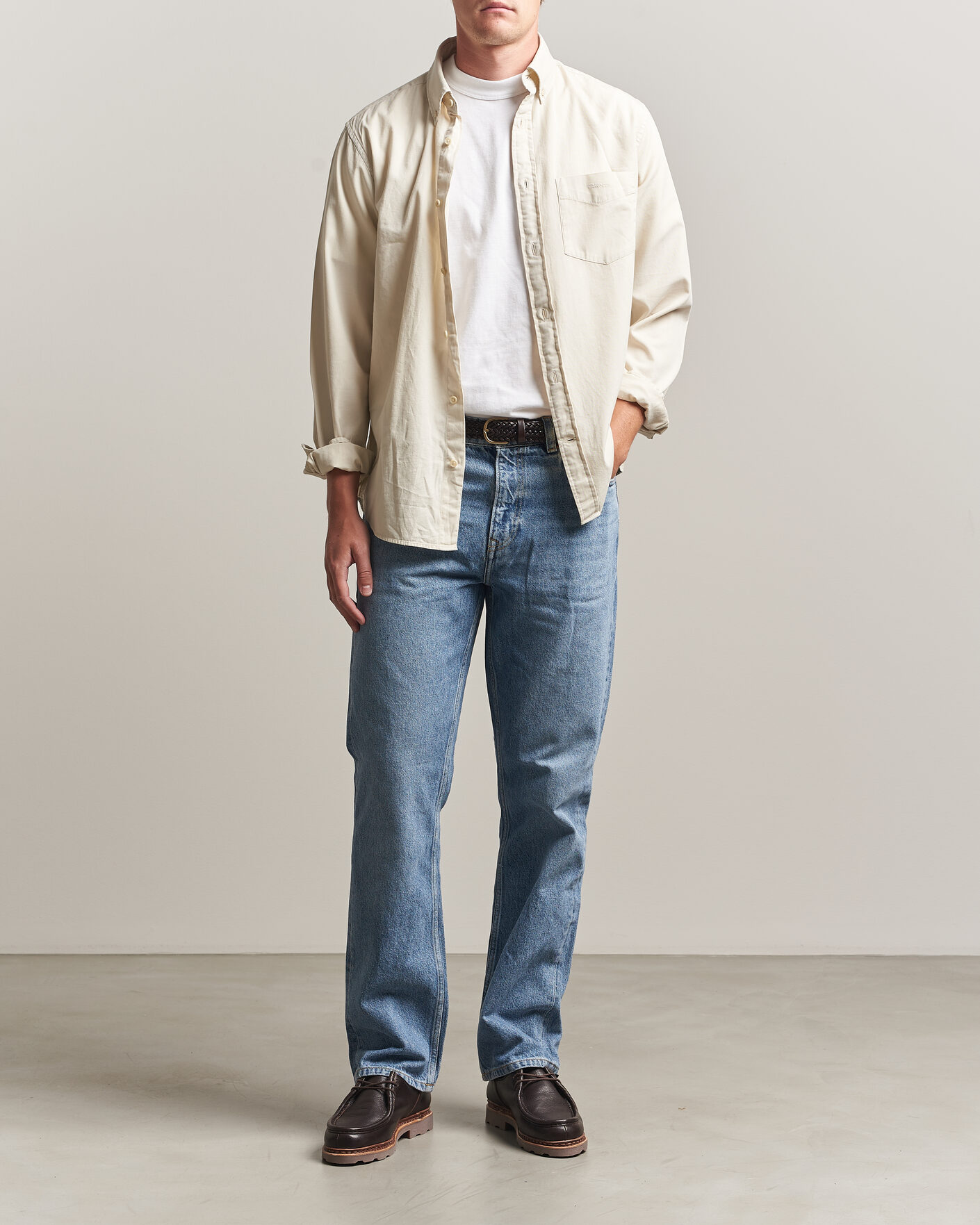 Uomini | Jeans | Gant | Straight Fit Jeans Mid Blue Broken In