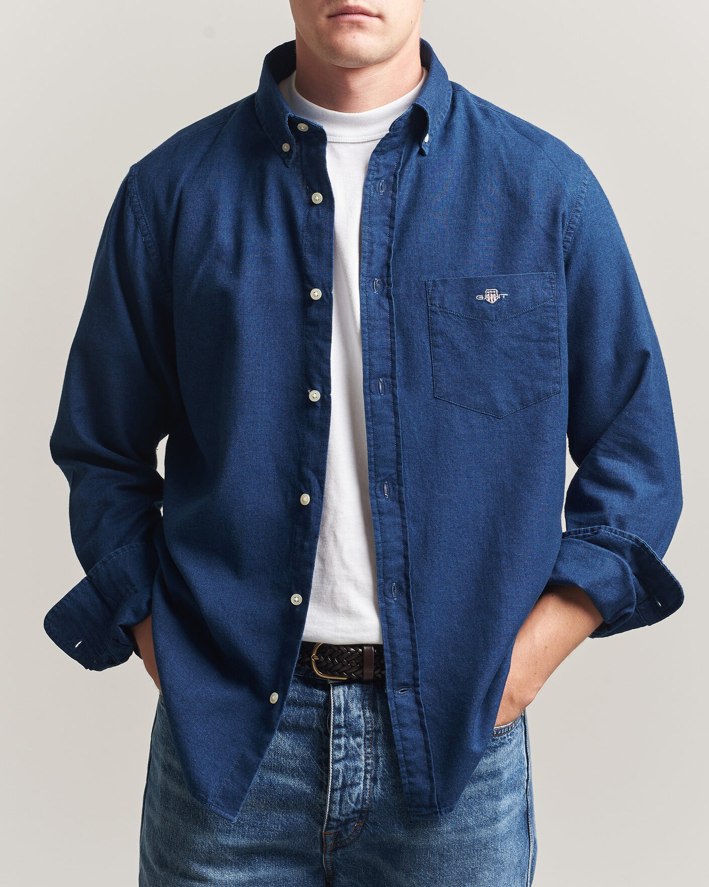 Uomini | Camicie | Gant | Regular Fit Indigo Oxford Shirt Dark Blue