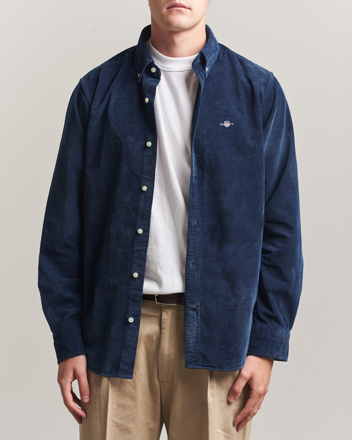 Uomini | Camicie | Gant | Indigo Corduroy Shirt Dark Blue