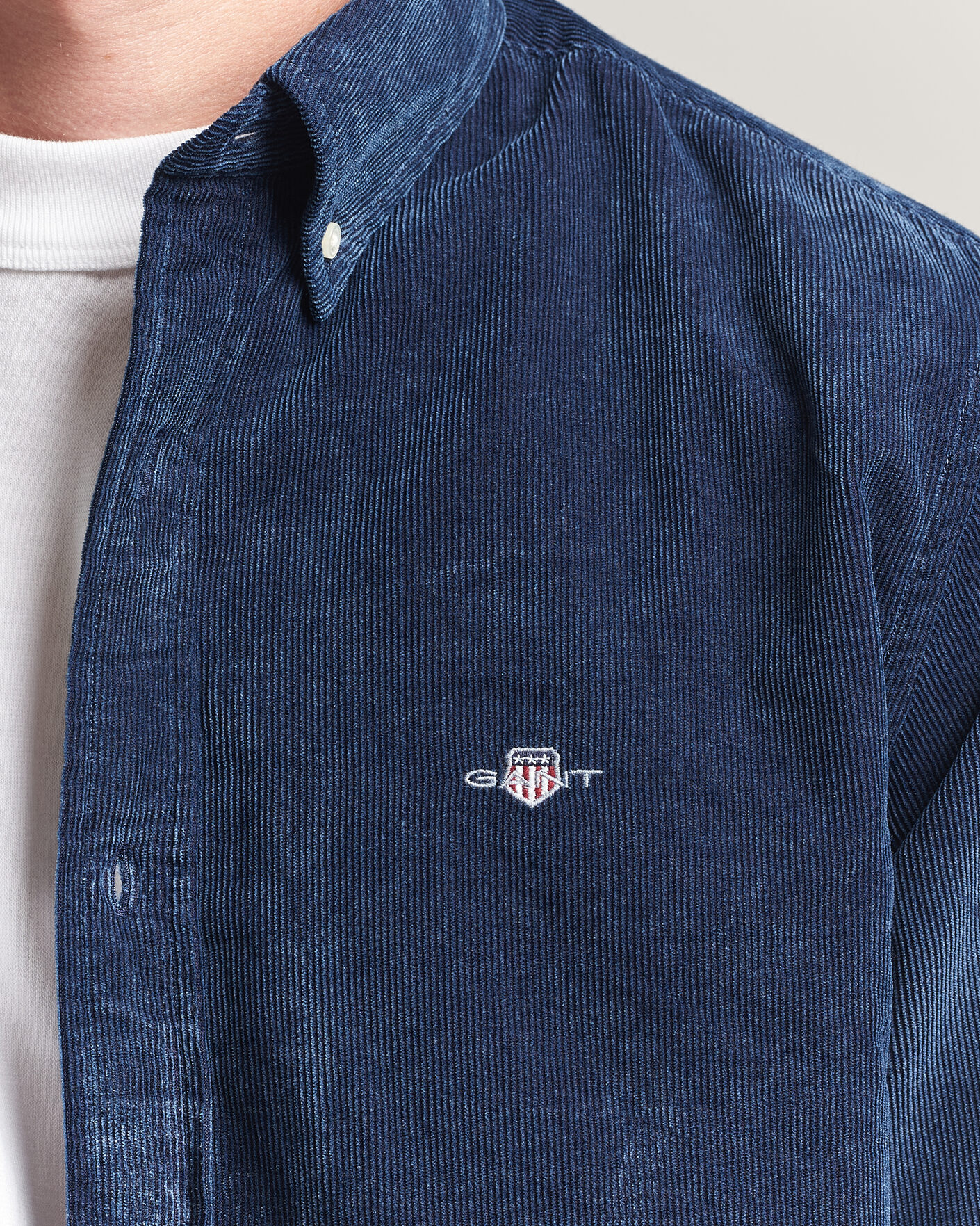 Uomini | Camicie | Gant | Indigo Corduroy Shirt Dark Blue