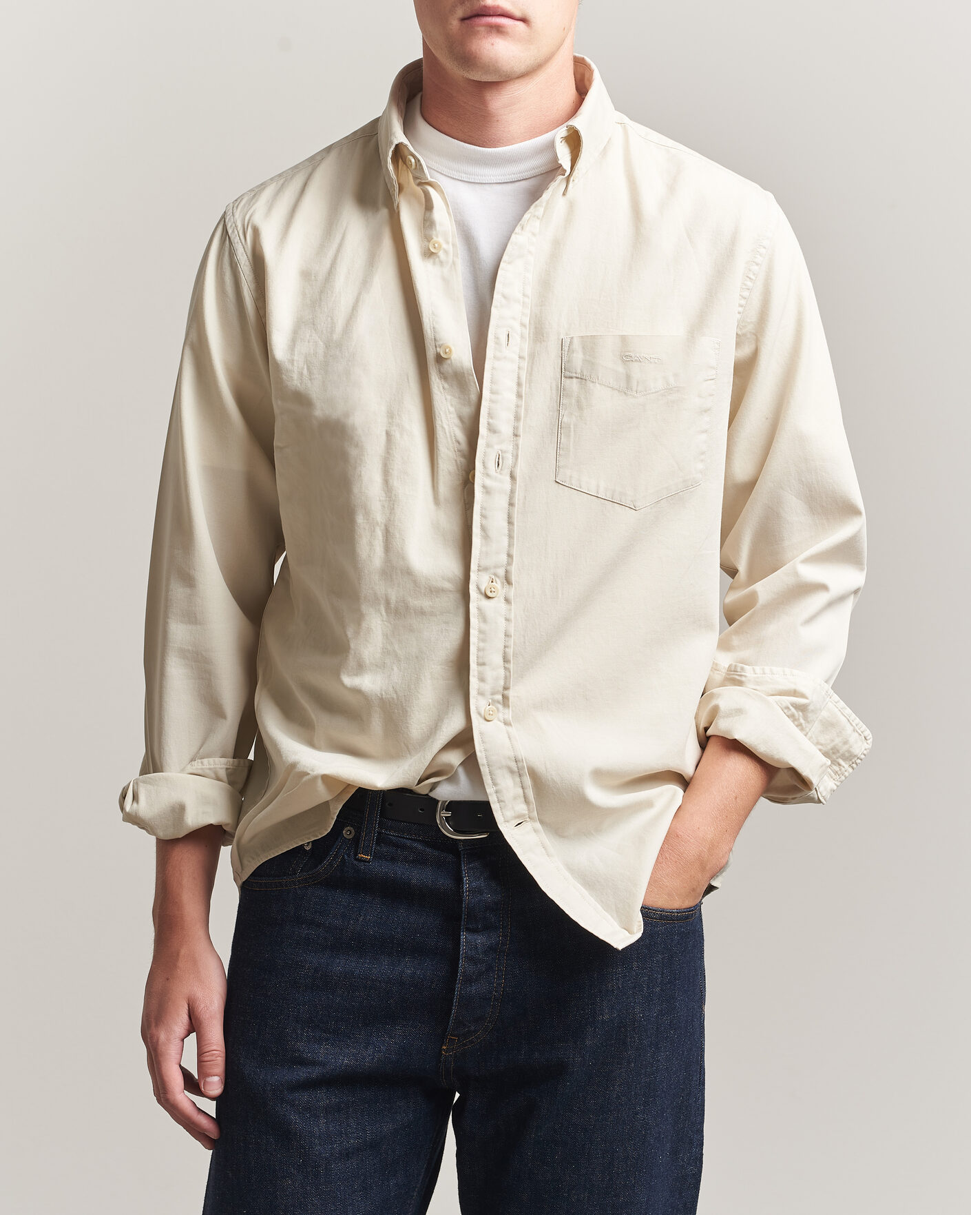 Uomini | Camicie | Gant | Regular Fit Garment Dyed Twill Shirt Sand
