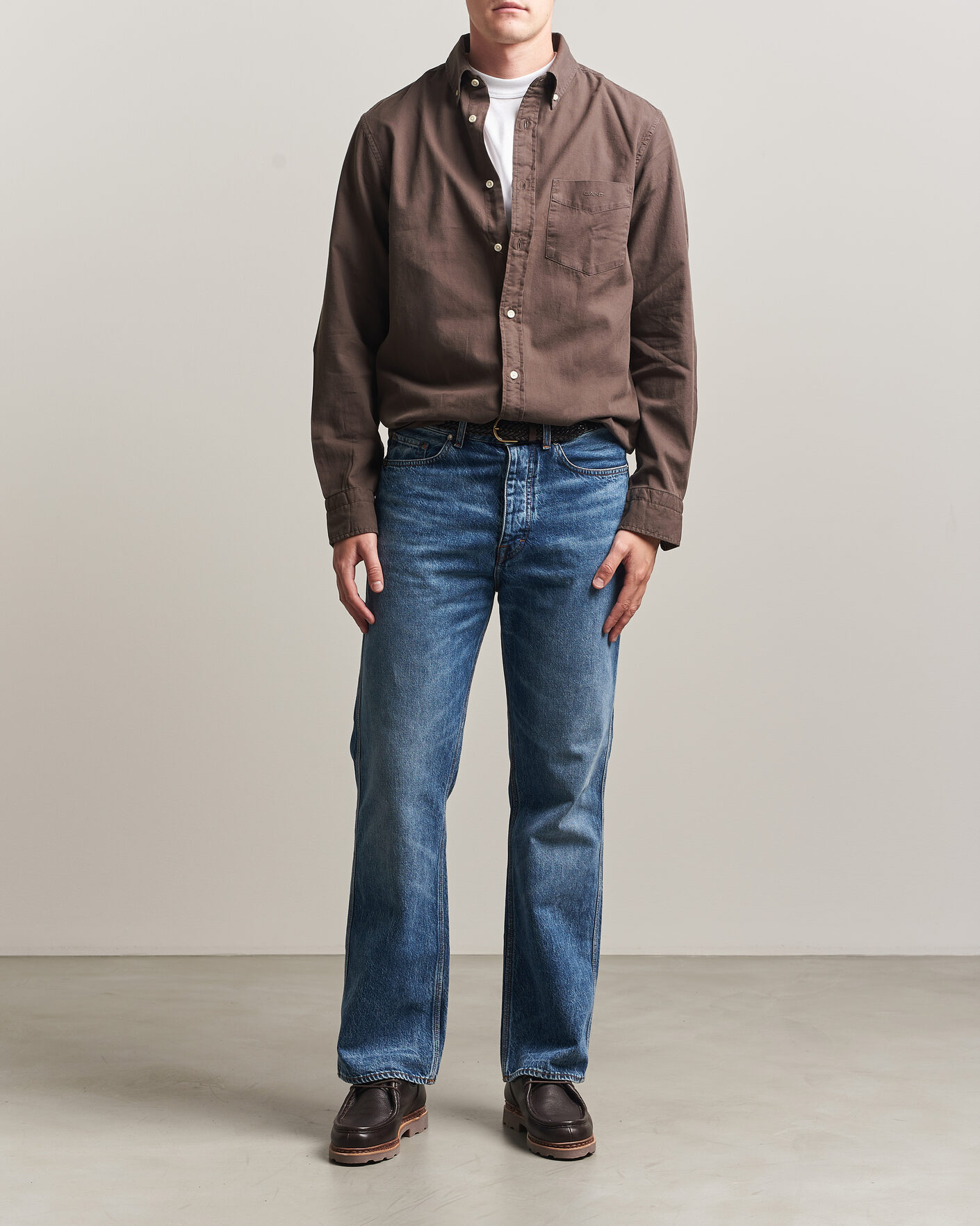 Uomini | Camicie | Gant | Regular Fit Garment Dyed Twill Shirt Shadow Brown
