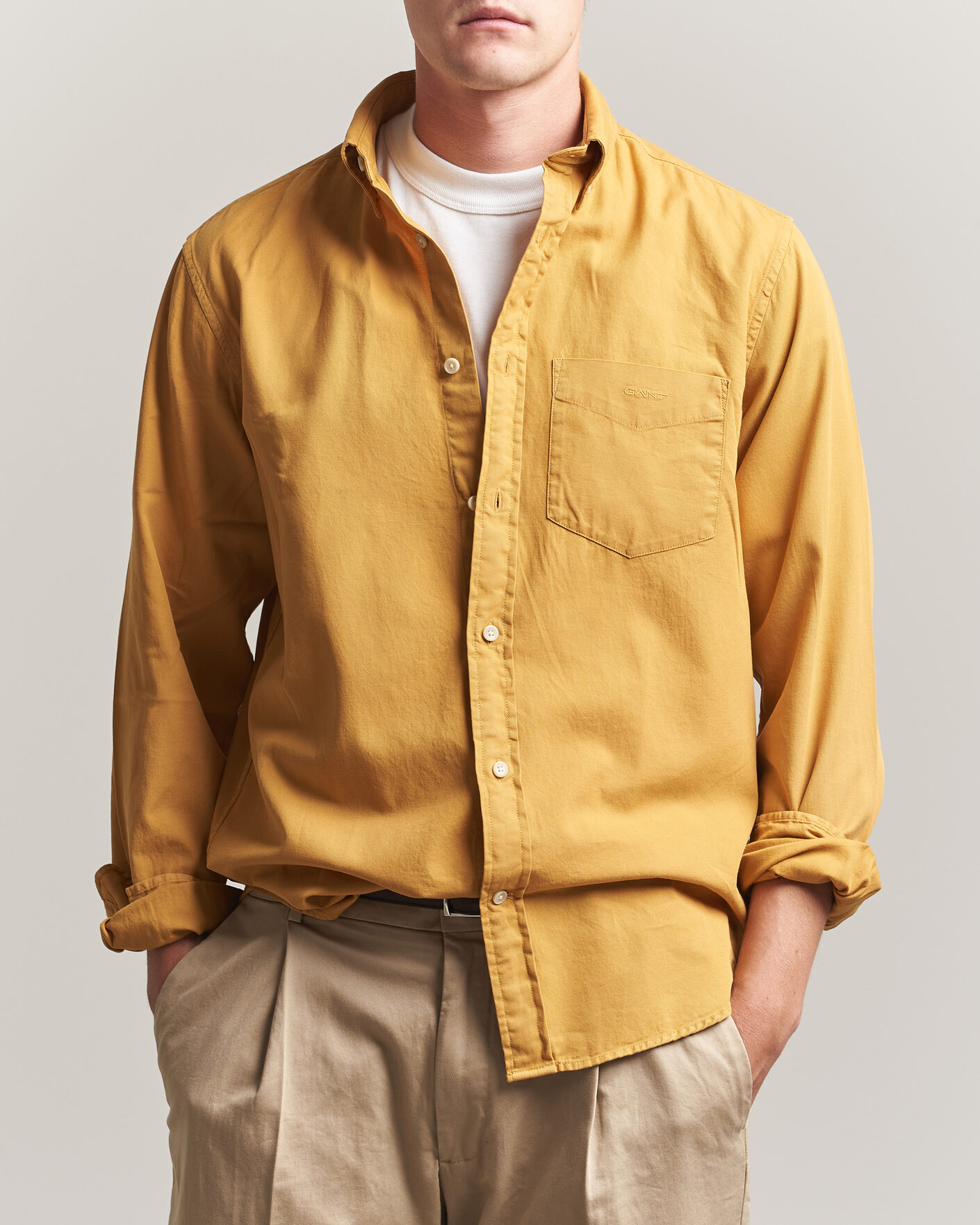 Uomini | Camicie | Gant | Regular Fit Garment Dyed Twill Shirt Turmeric Shine