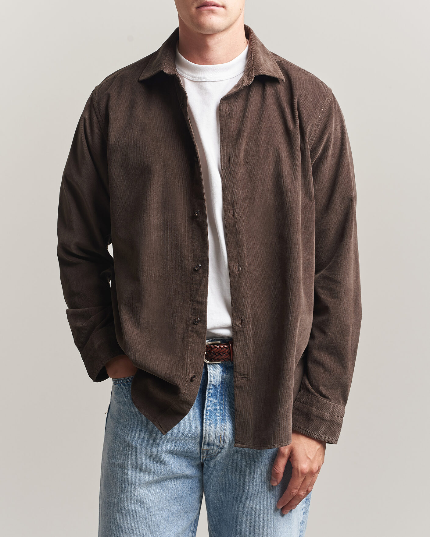 Uomini | Camicie | Gant | Regular Fit Baby Cord Shirt Shadow Brown