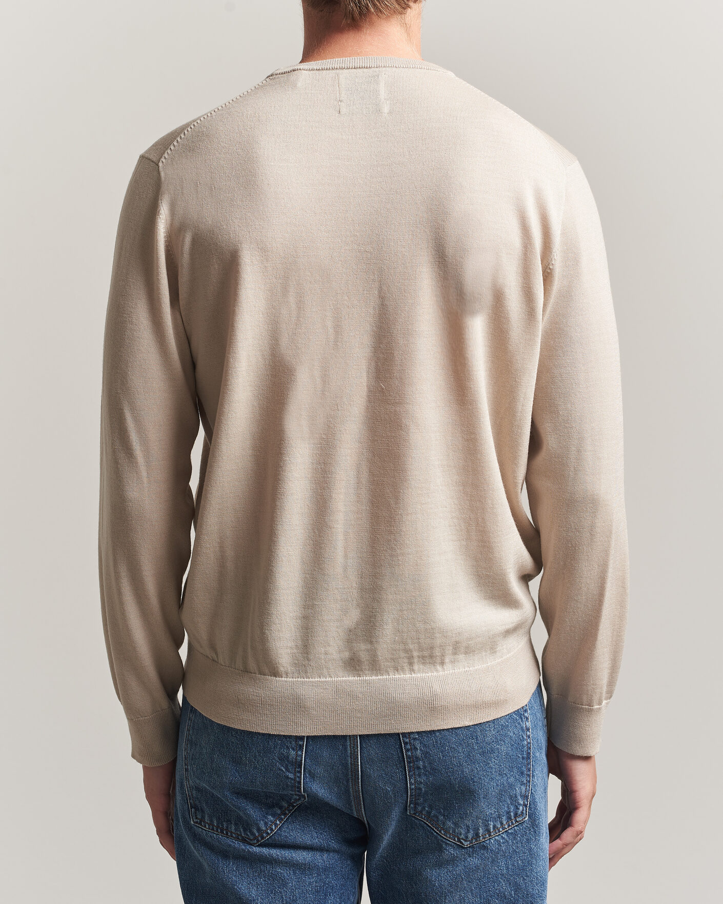 Uomini | Maglieria | Gant | Extrafine Merino Knitted Crew Neck Clay Beige