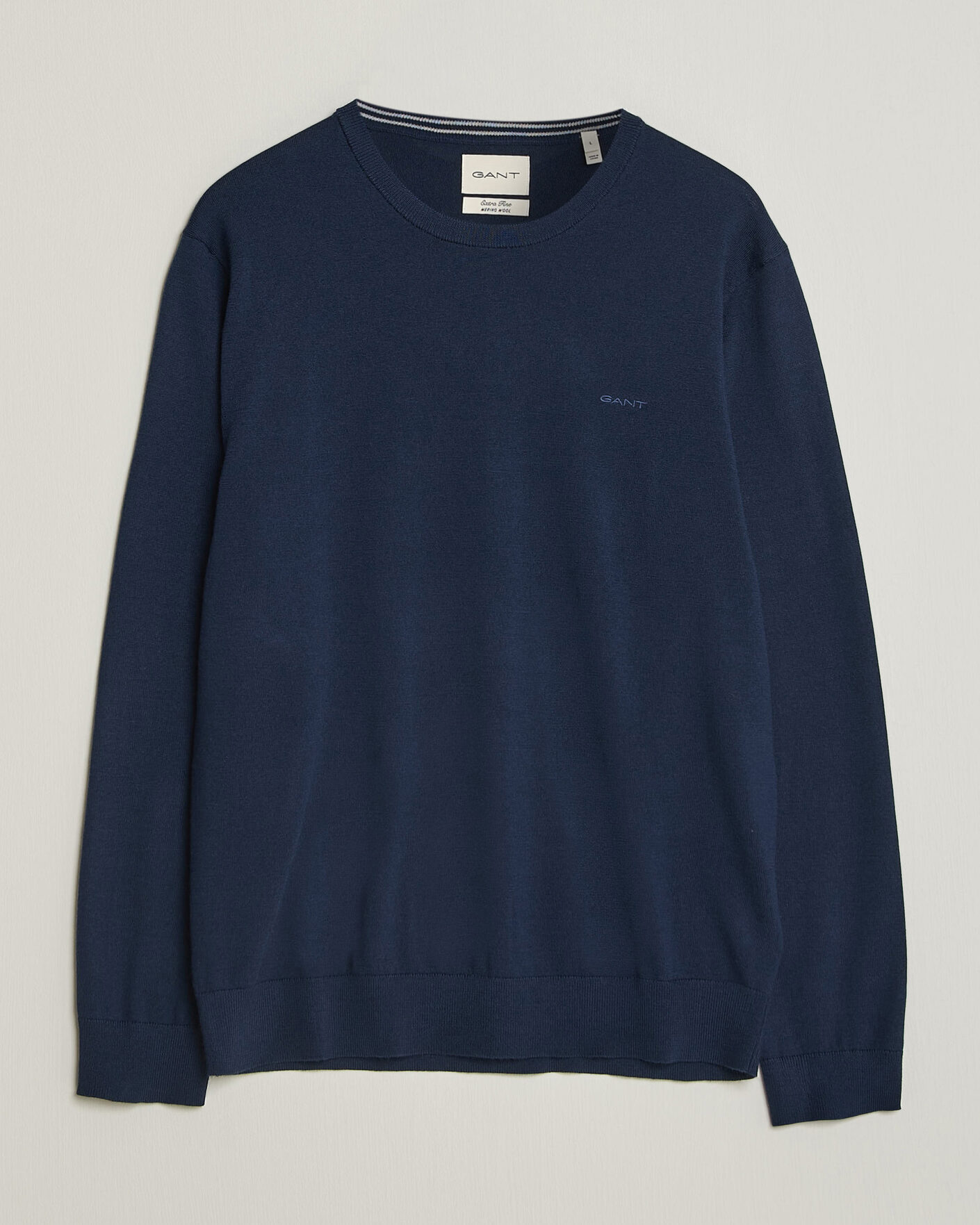 Uomini | Maglieria | Gant | Extrafine Merino Knitted Crew Neck Marine