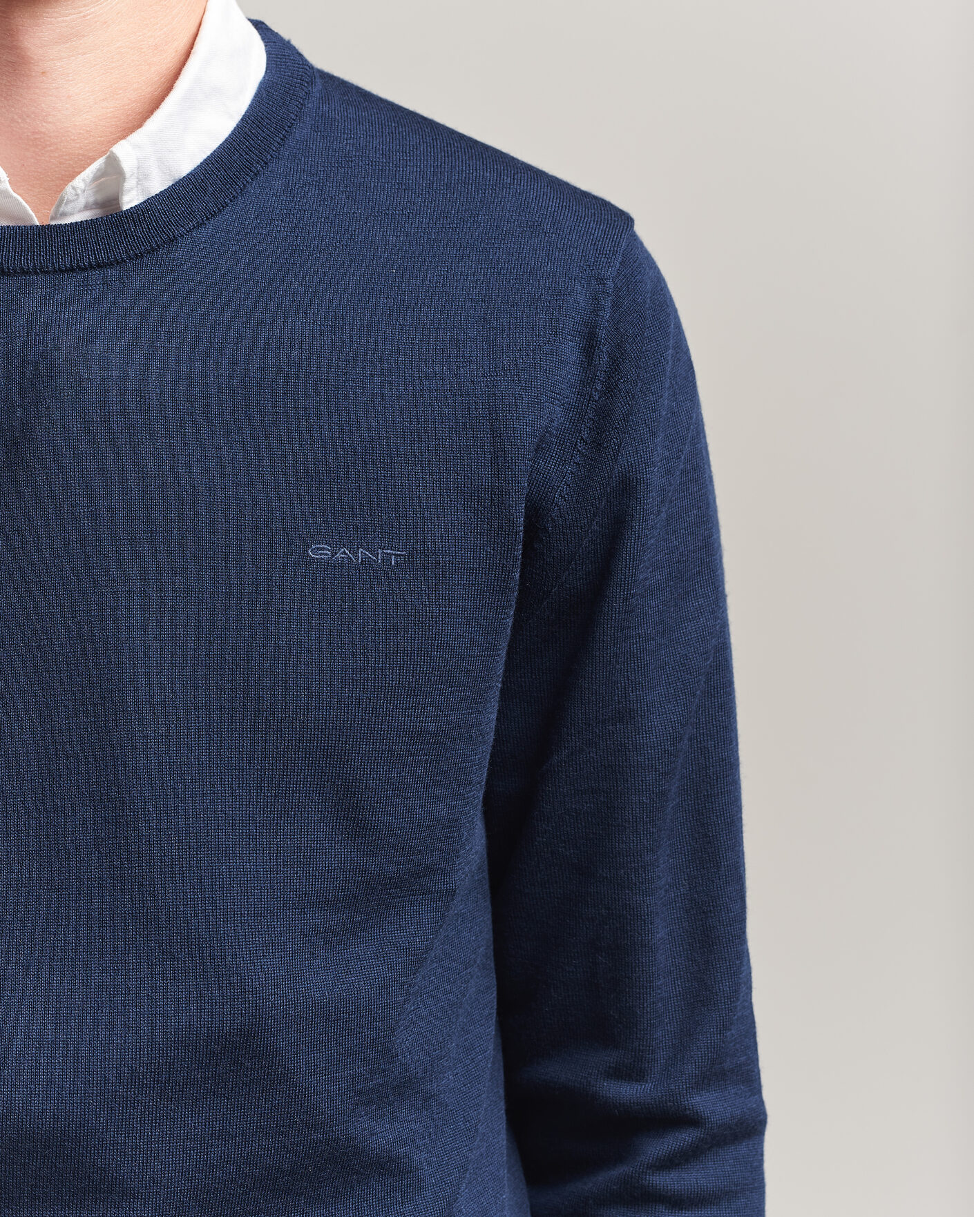 Uomini | Maglieria | Gant | Extrafine Merino Knitted Crew Neck Marine