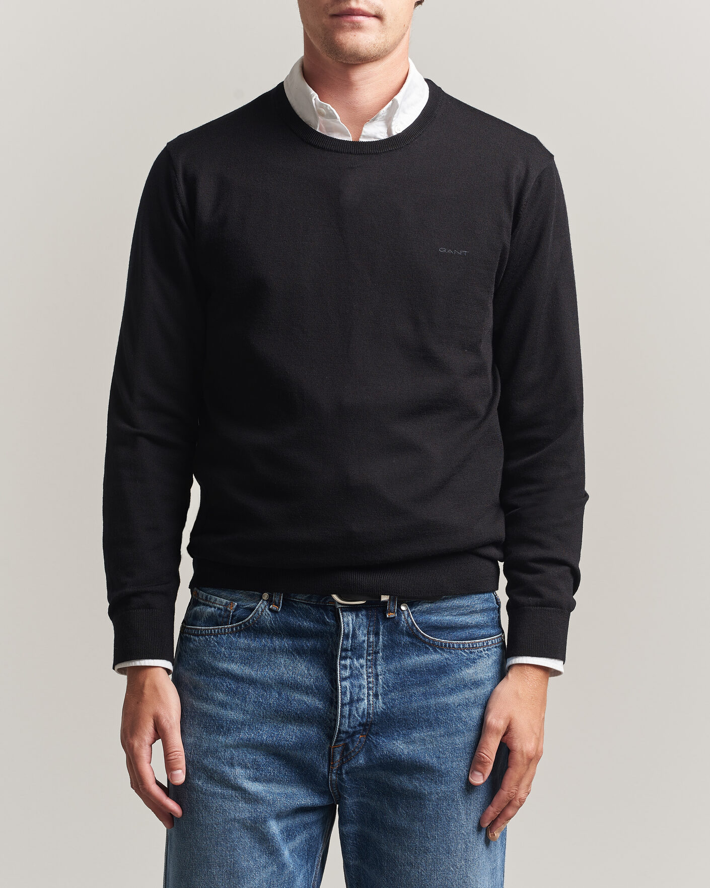 Uomini | Maglieria | Gant | Extrafine Merino Knitted Crew Neck Black