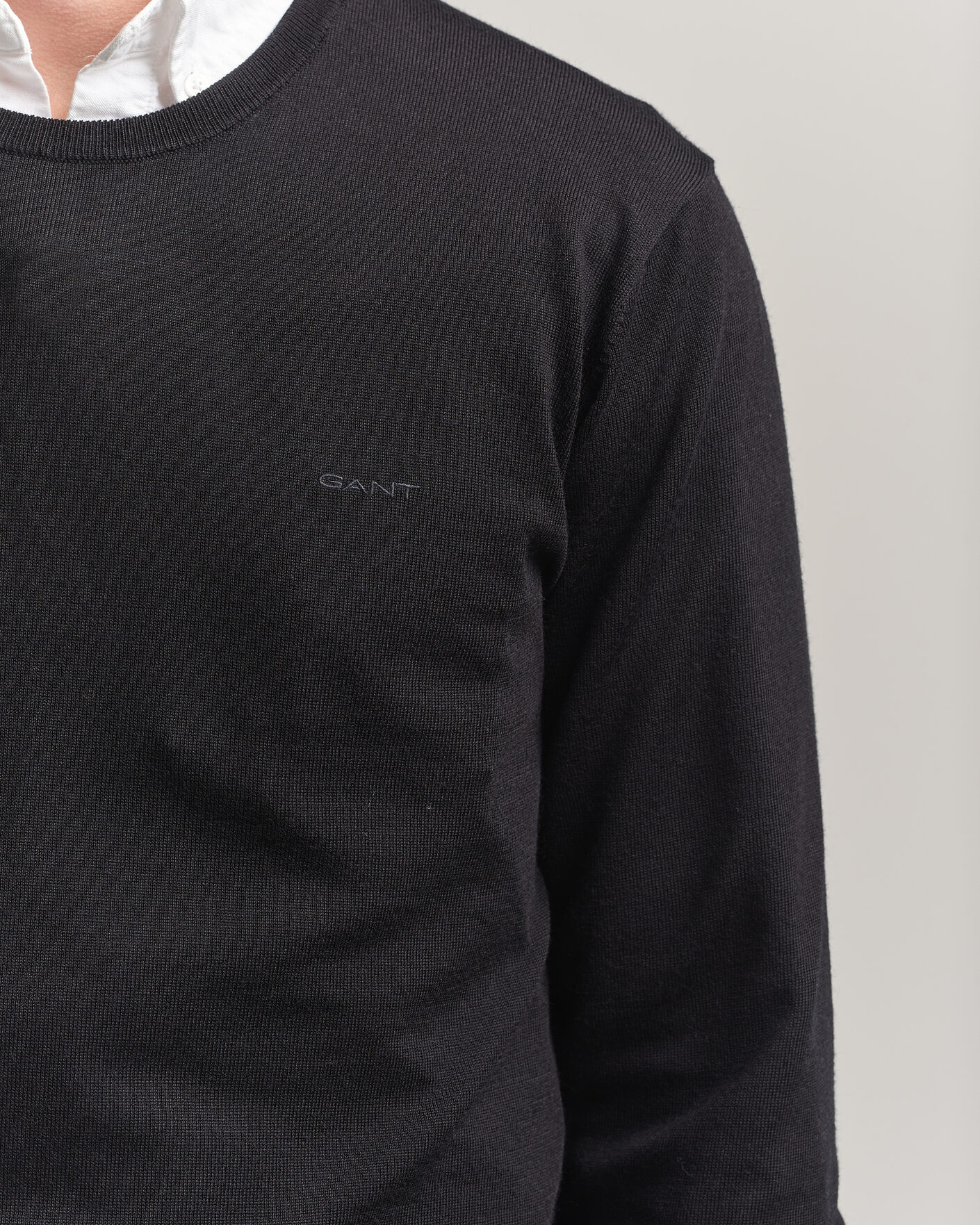 Uomini | Maglieria | Gant | Extrafine Merino Knitted Crew Neck Black